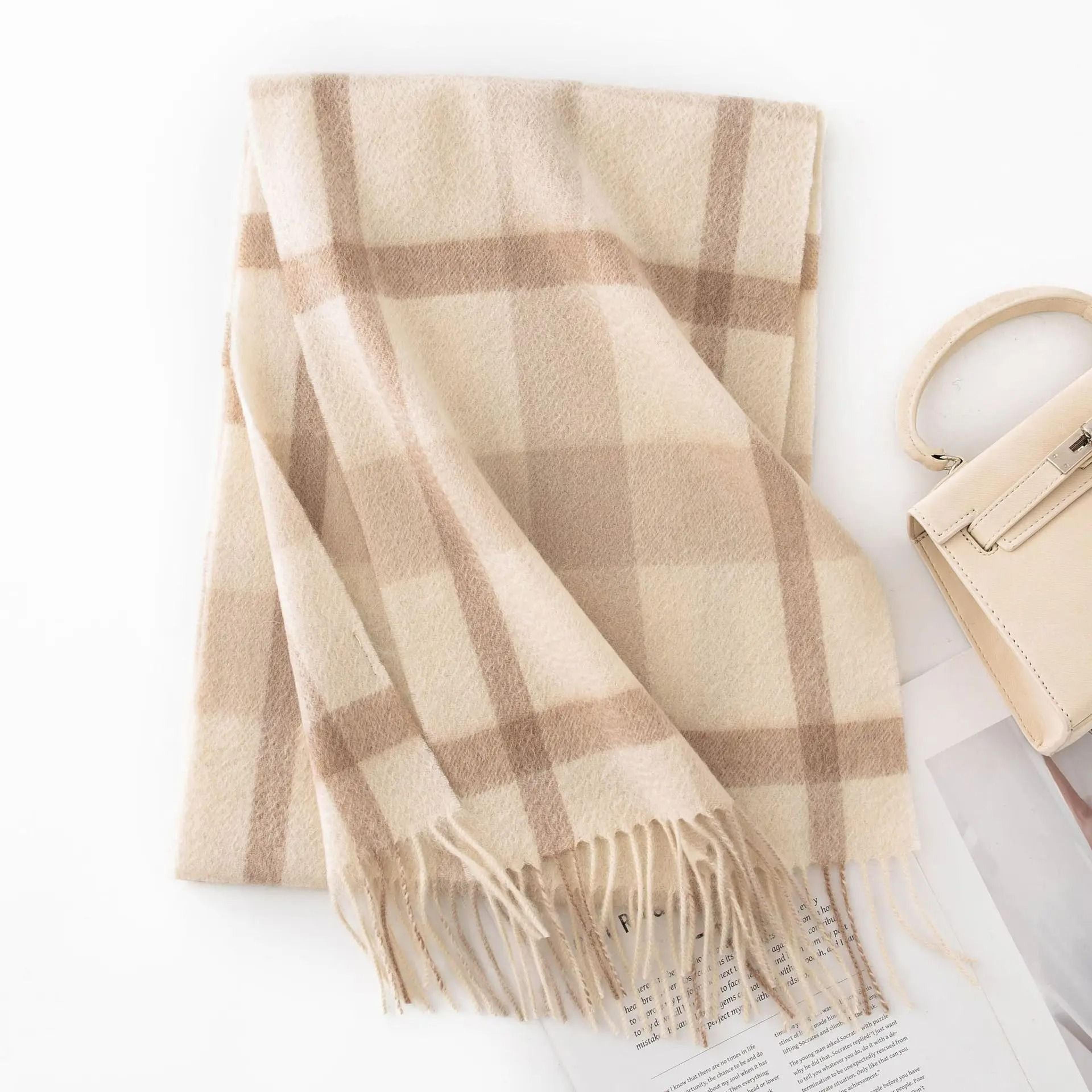 Unisex Wool Winter Scarf Thick Plaid Warm Autumn Wrap 15