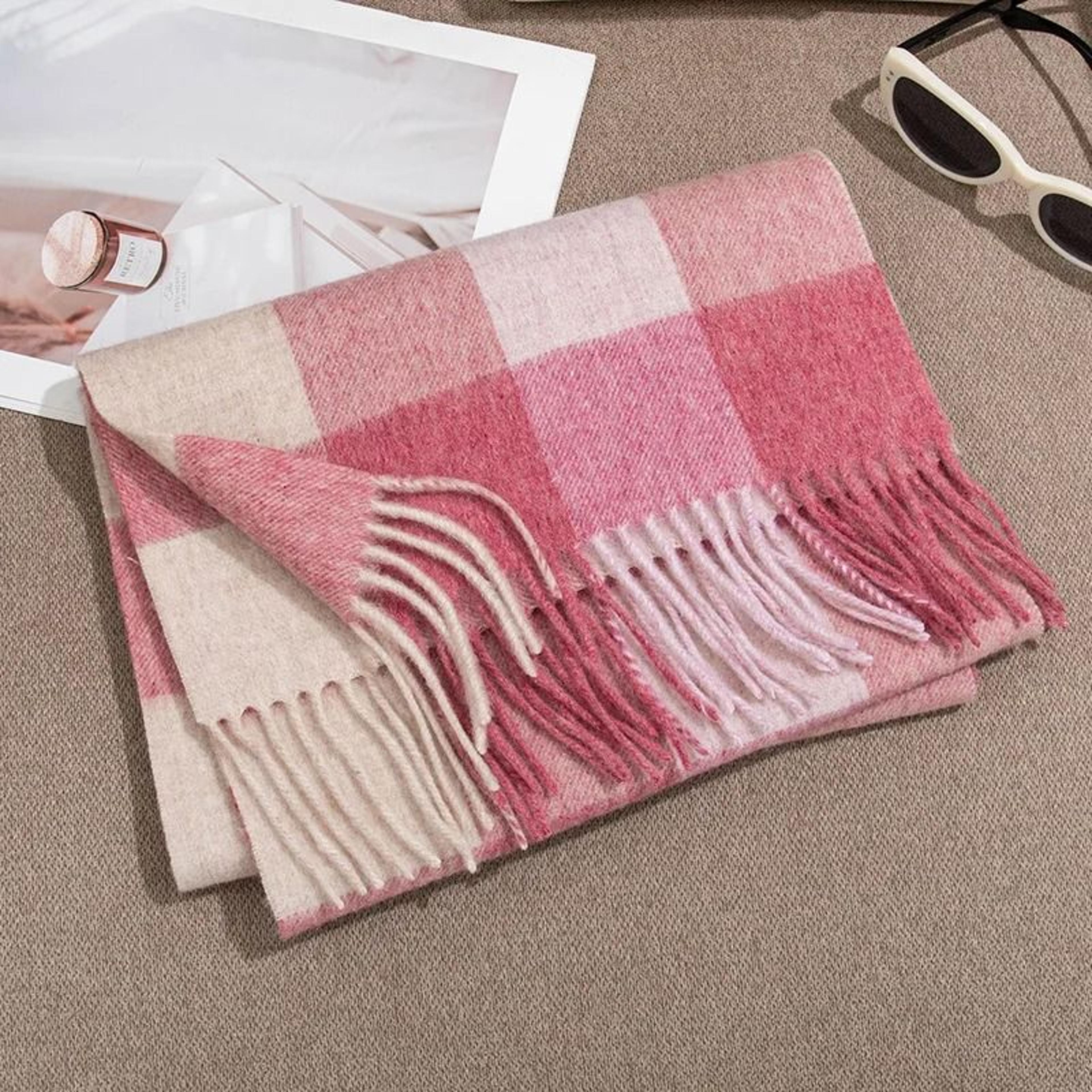 Unisex Wool Winter Scarf Thick Plaid Warm Autumn Wrap 3