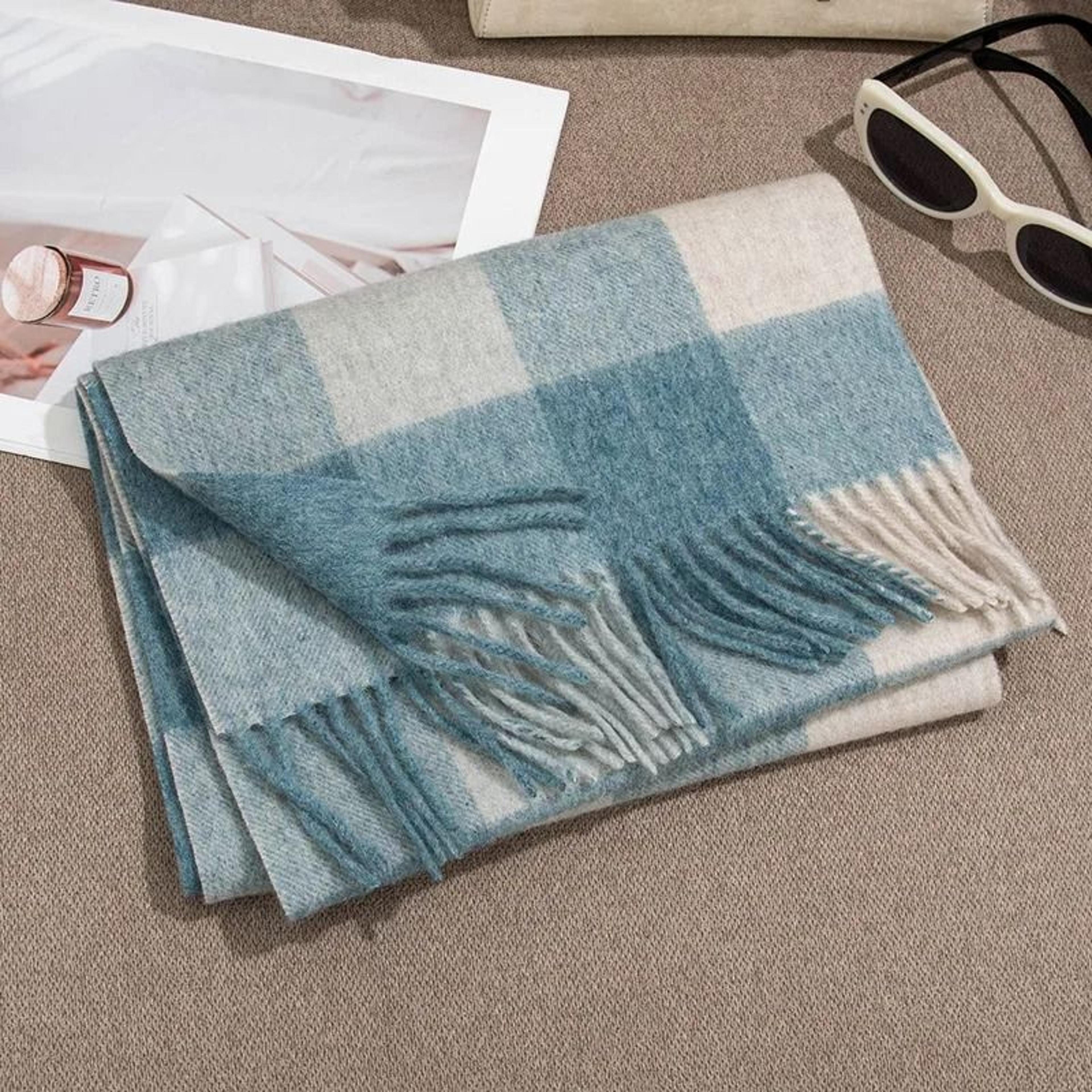Unisex Wool Winter Scarf Thick Plaid Warm Autumn Wrap 8