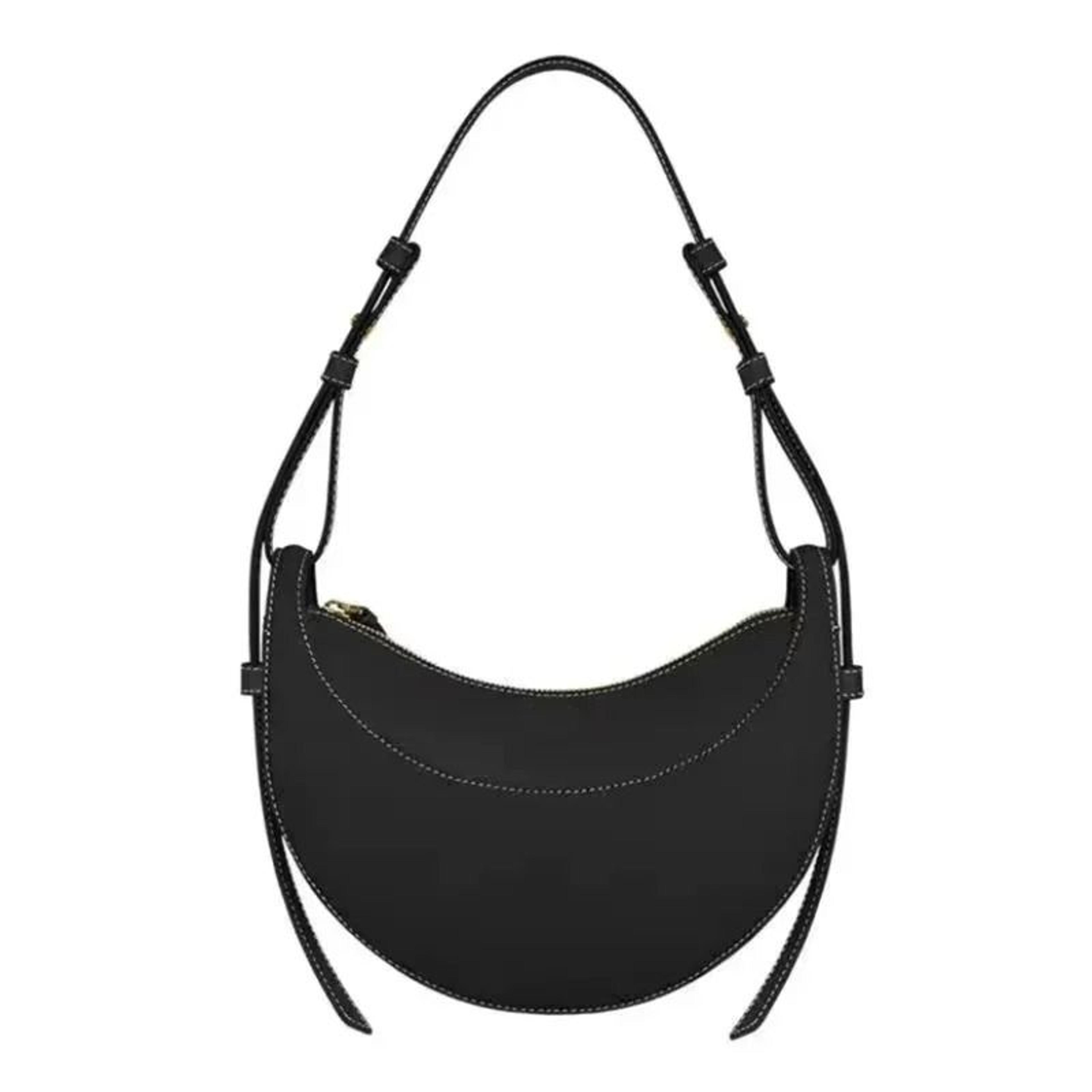 French Style Genuine Leather Crescent Shoulder Crossbody Bag 4