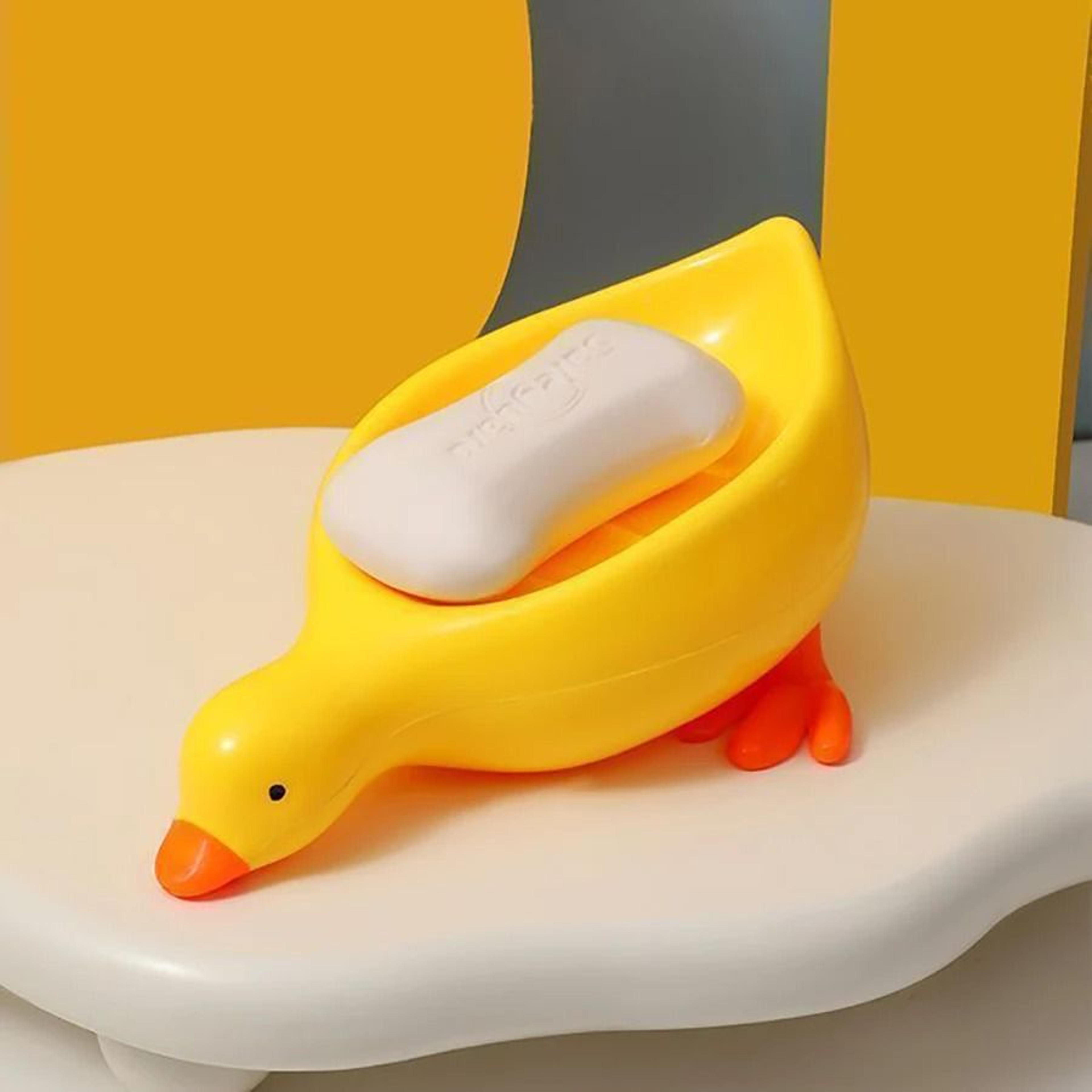 Cute Duck Soap Dish With Drain Non Slip Bathroom Soap Holder 2