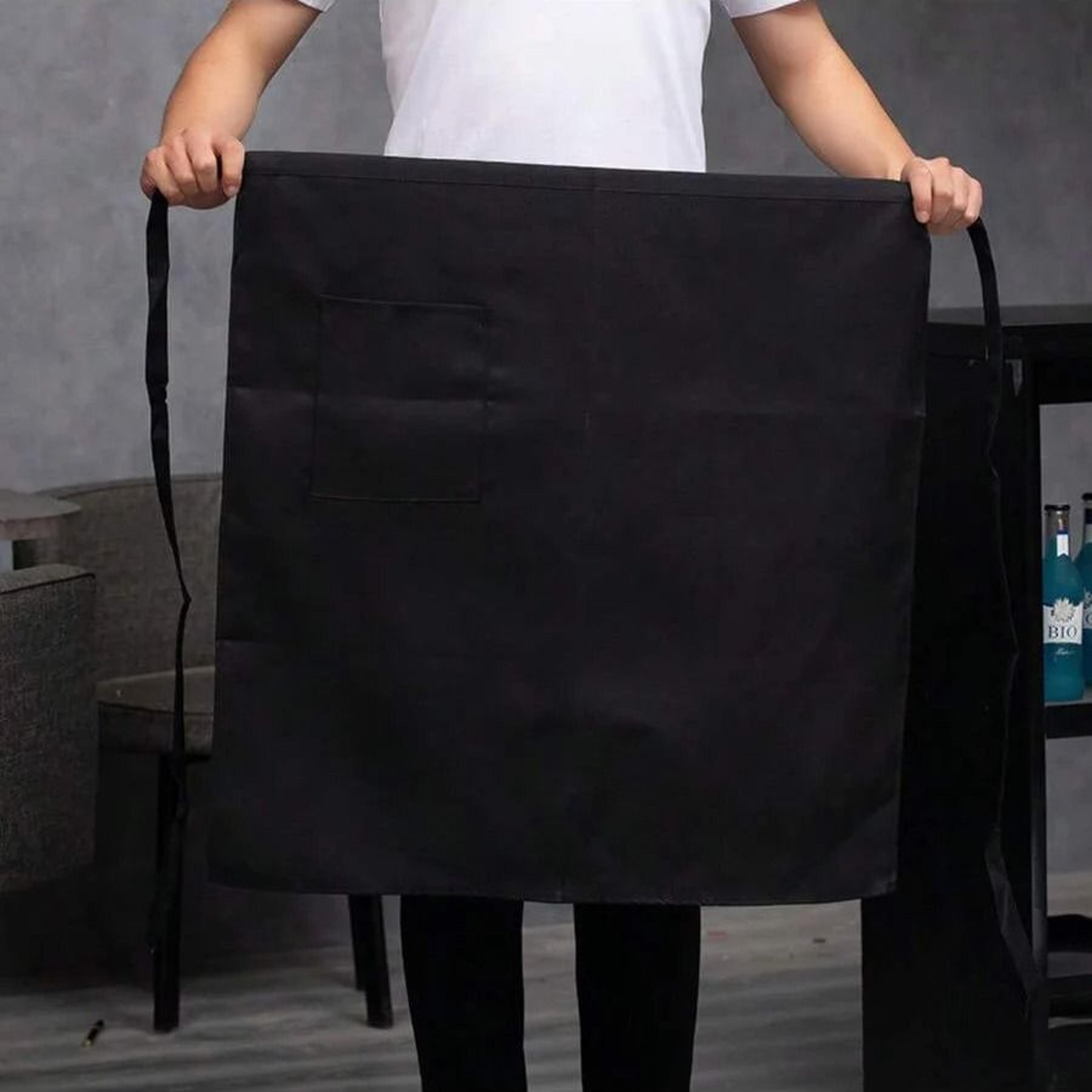 Black Half Apron With Pockets For Chef Waiter And Restaurant Use 2