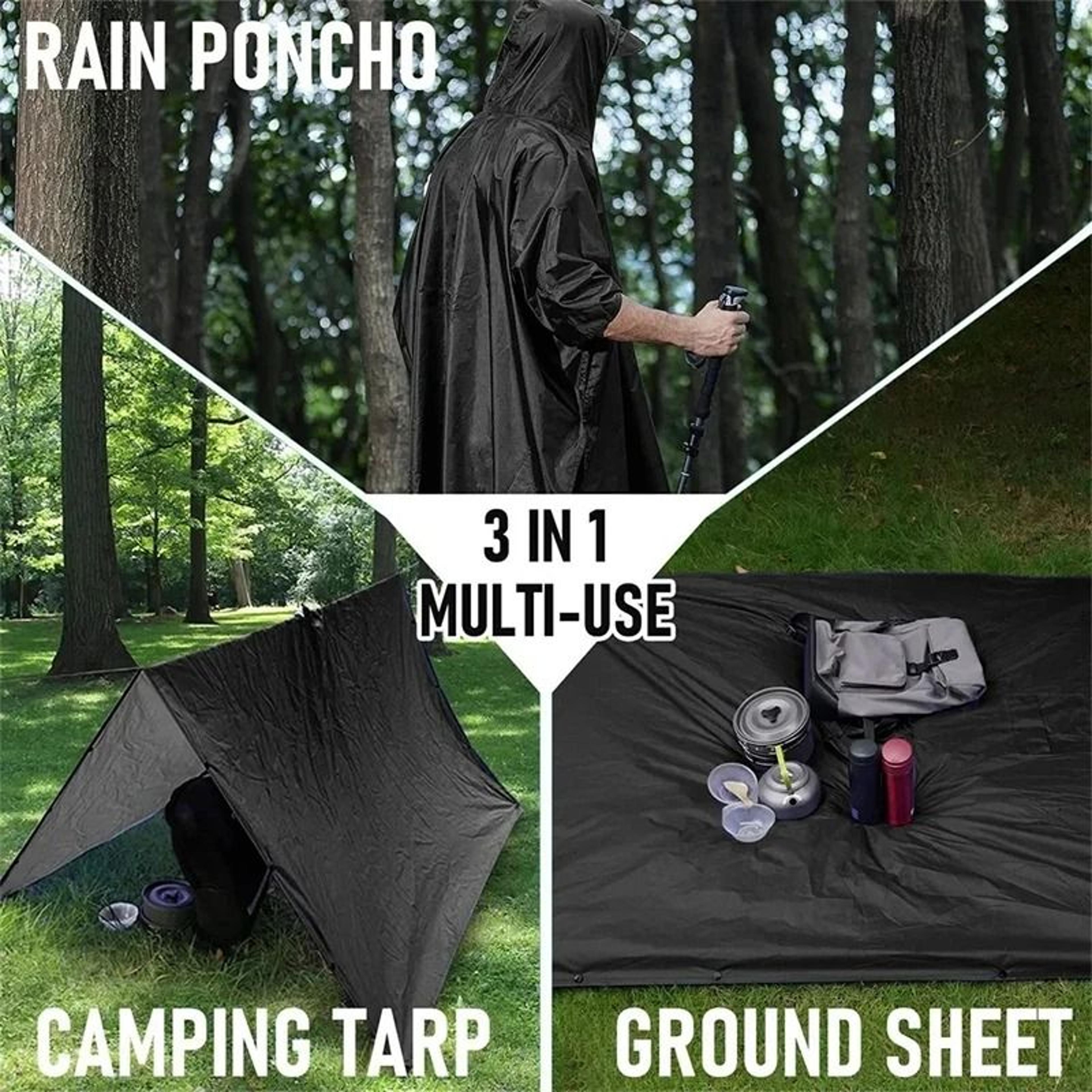3 In 1 Waterproof Military Rain Poncho For Camping Hiking And Travel 4