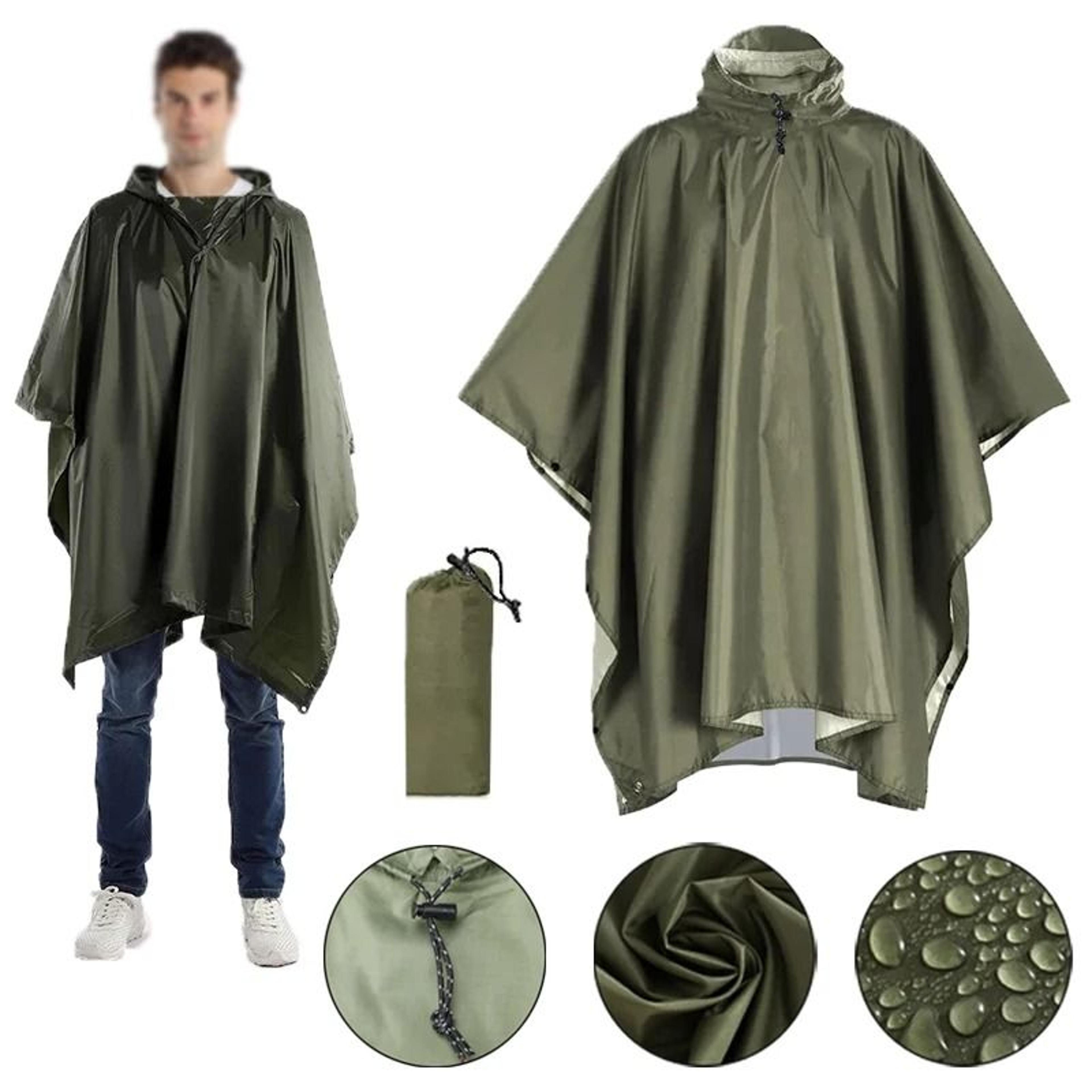 3 In 1 Waterproof Military Rain Poncho With Hood And Sleeves For Outdoor Use 1