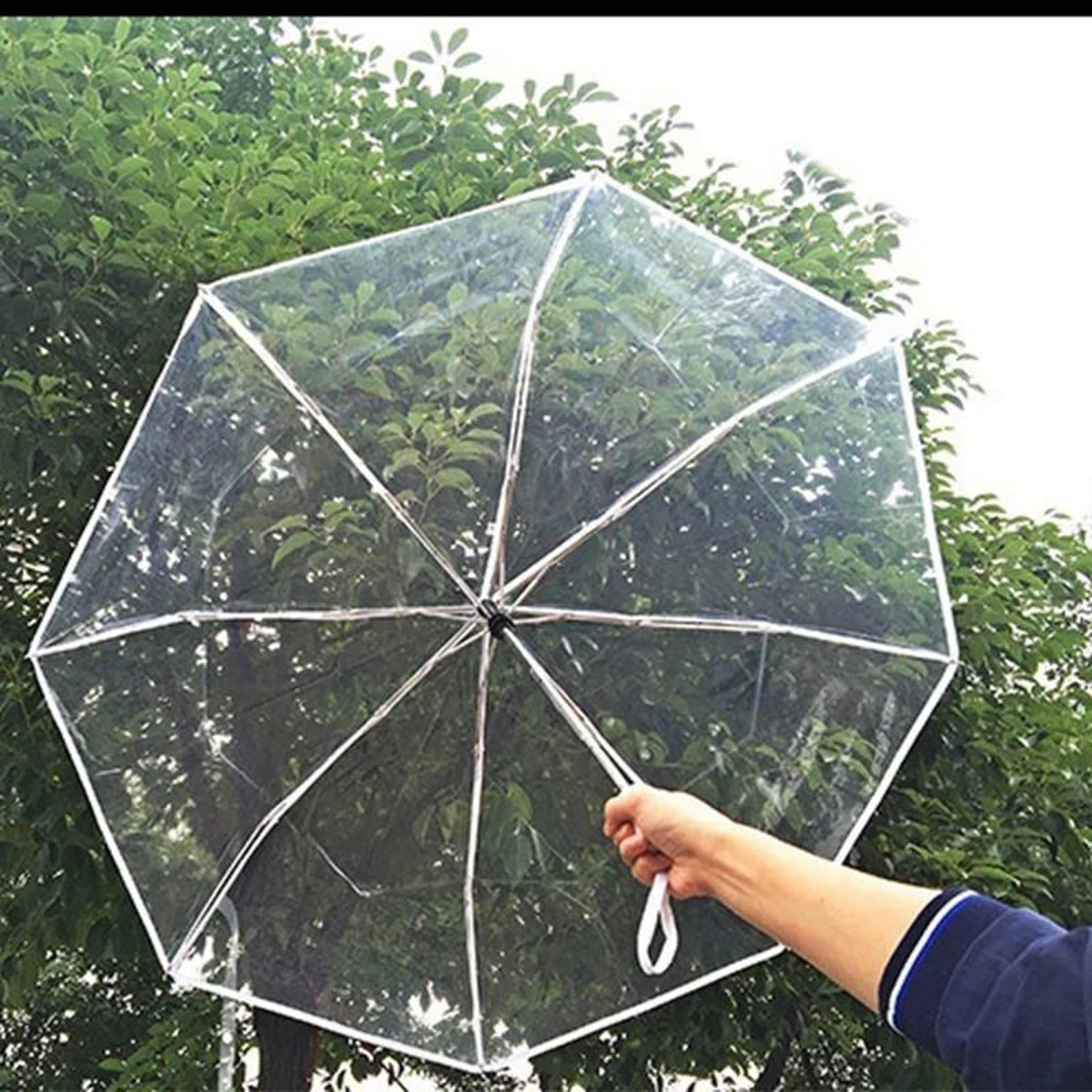 Transparent Automatic Folding Rain Umbrella Clear Triple Fold Travel Umbrella 9