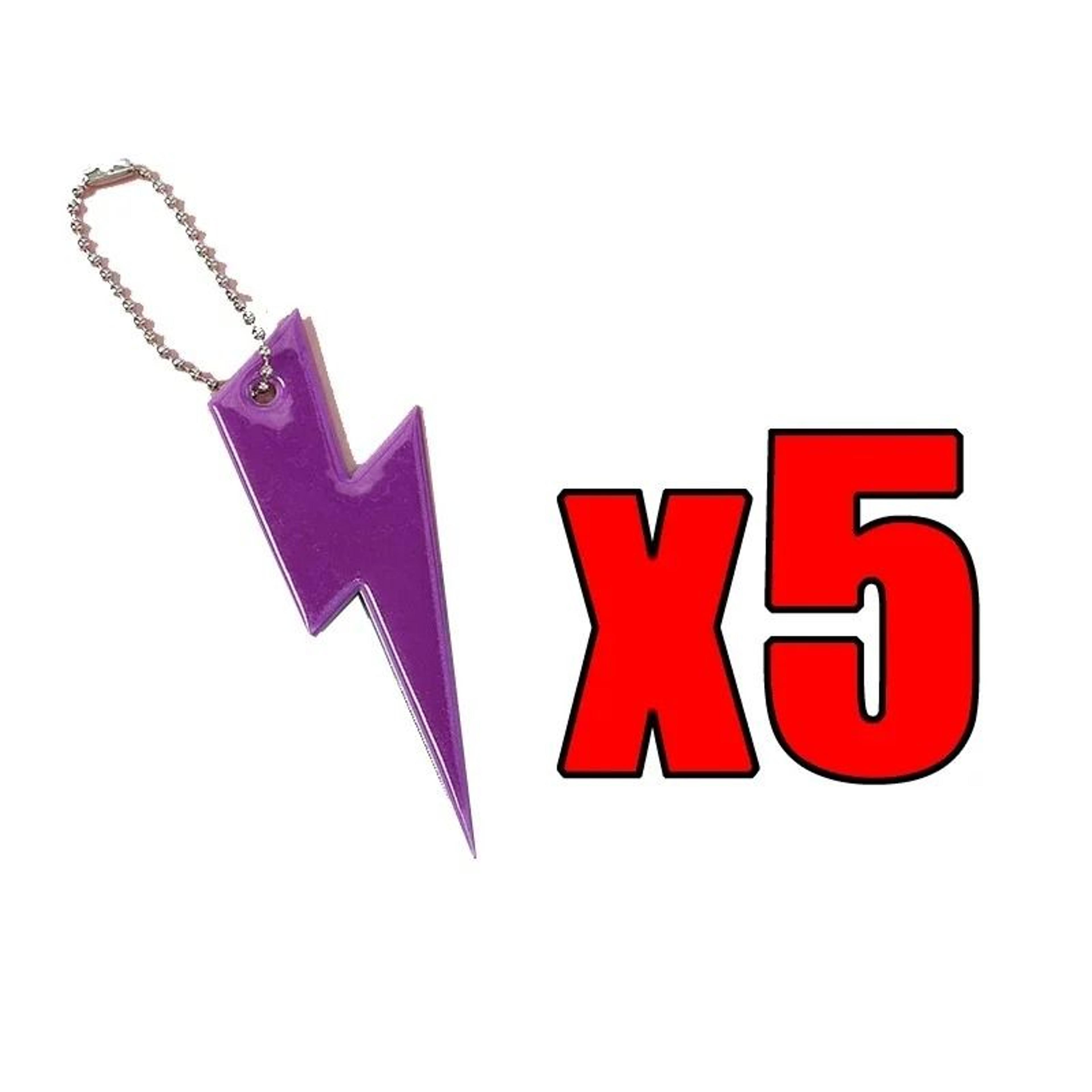 Lightning Shape Reflective Keychain Pendants Night Safety Bag Charms 5 Pack 7