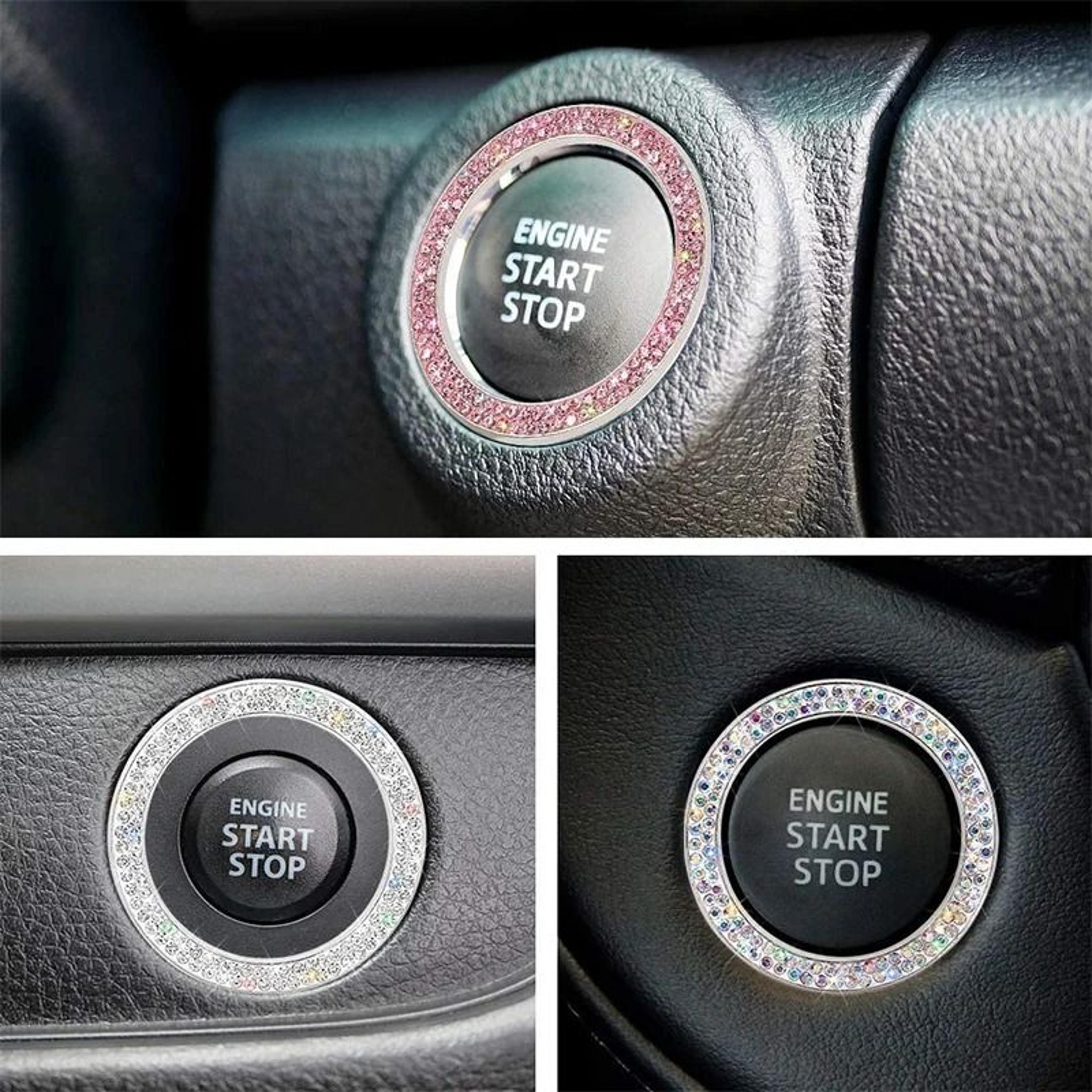 Rhinestone Car Start Button Cover Diamond Key Ring Decor 9