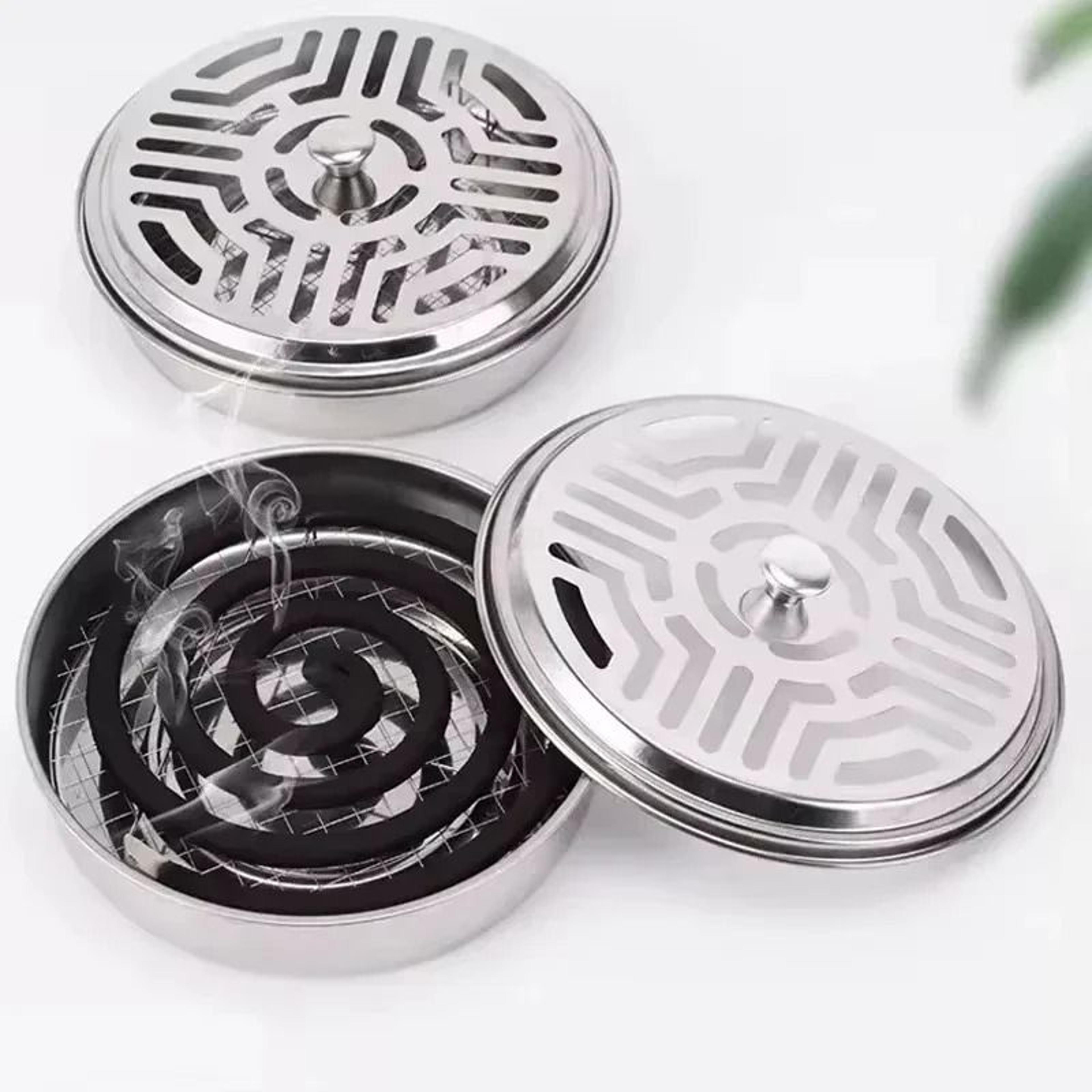 Covered Mosquito Coil Holder With Lid Indoor Outdoor Incense Tray 3