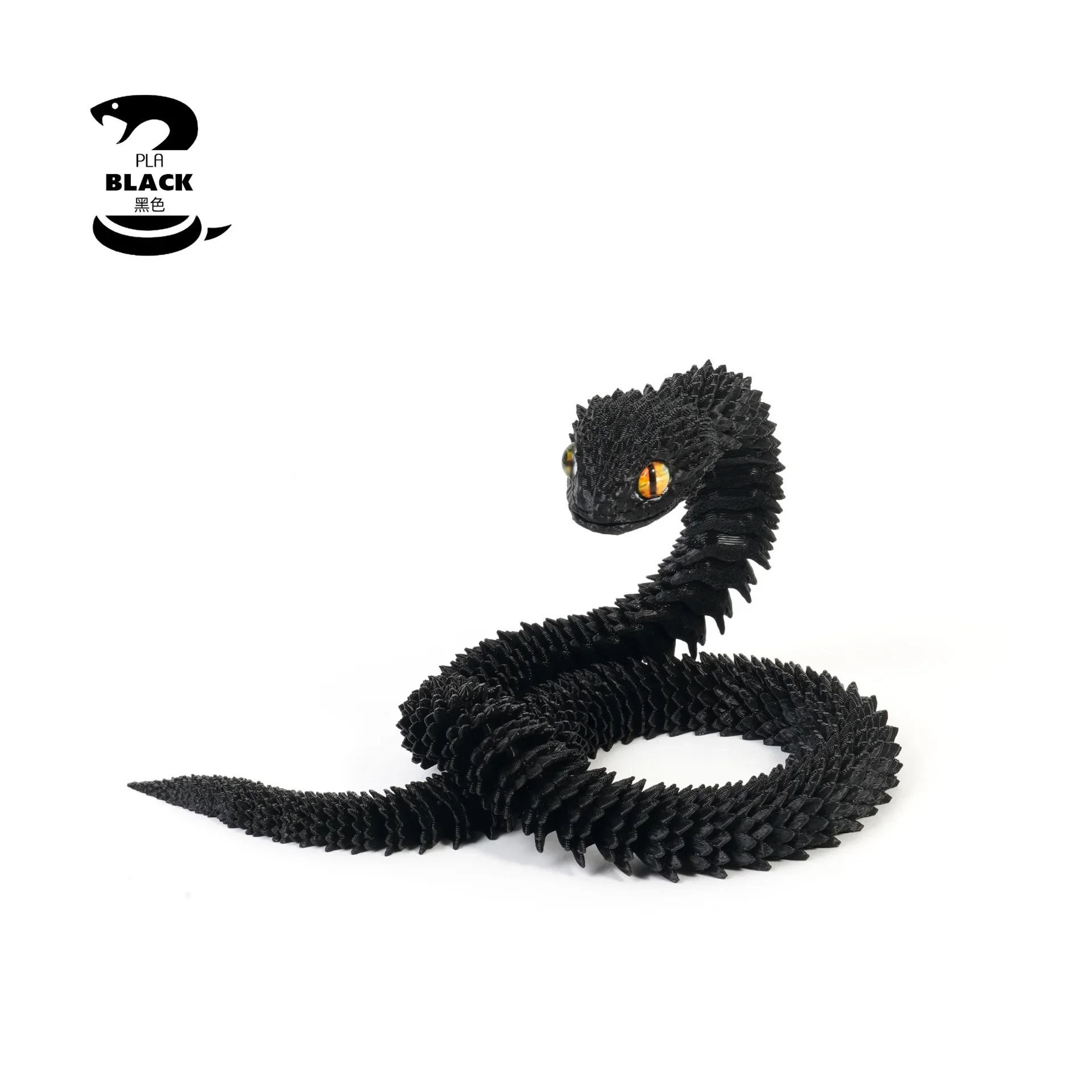 3D Printed Articulated Snake Figure Bush Viper Dragon Toy 3