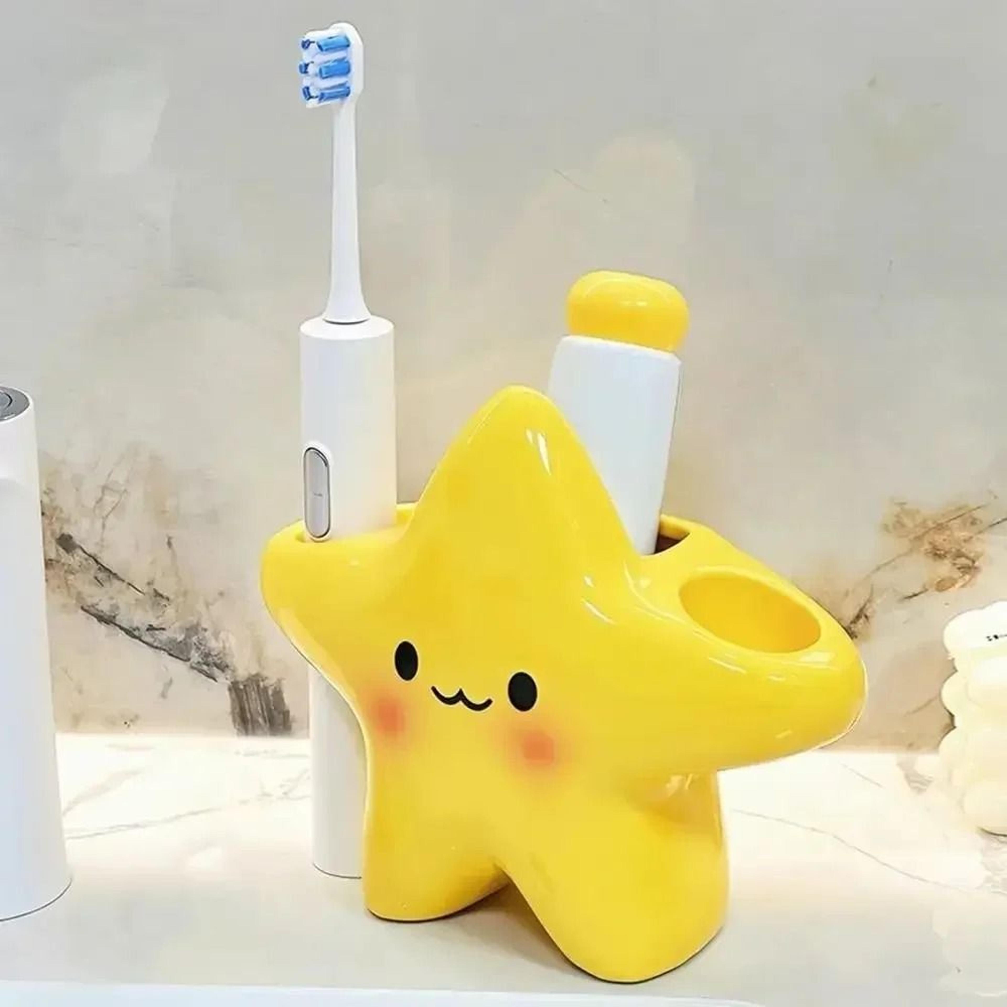 Cute Star Toothbrush Holder With Toothpaste Shelf Bathroom Organizer 5
