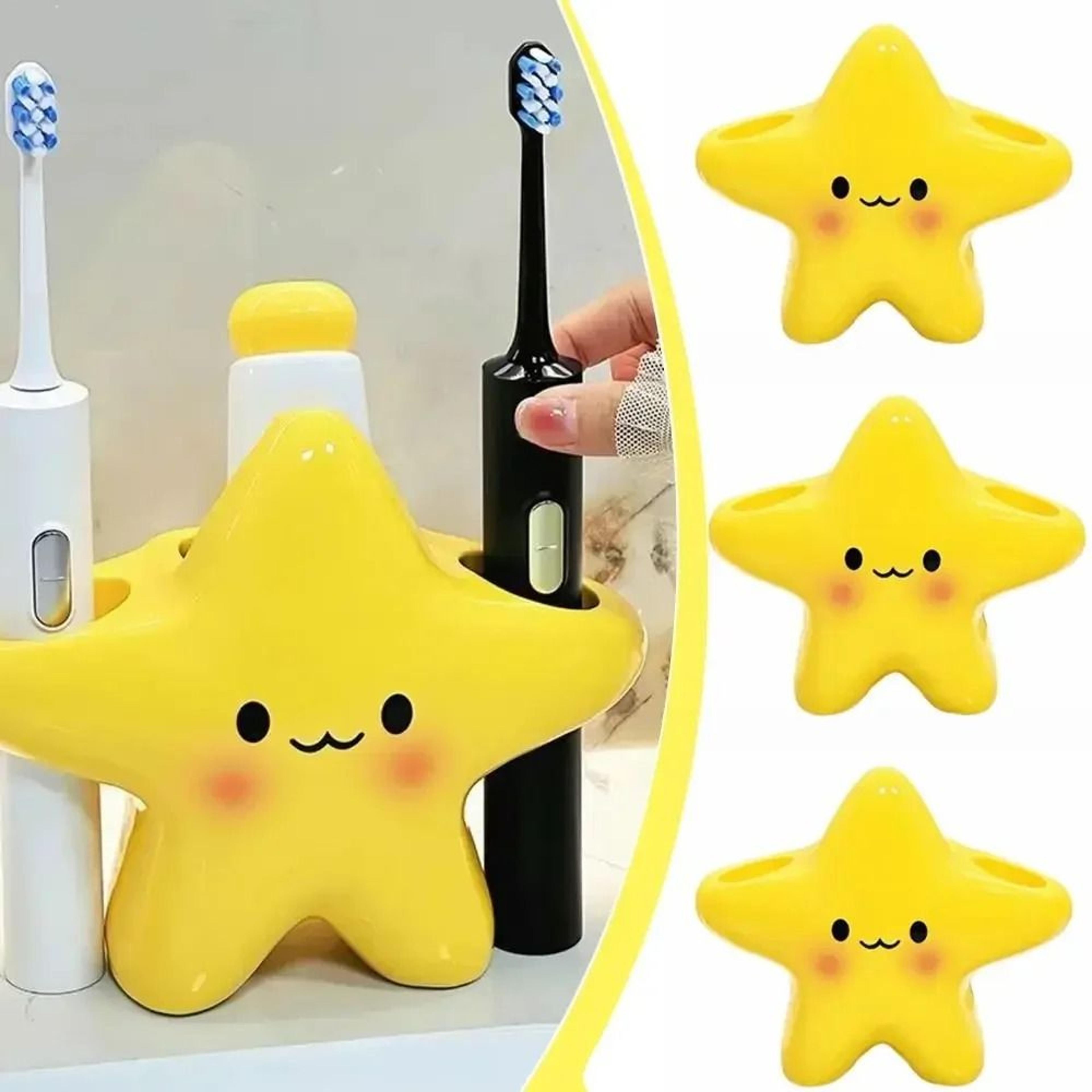 Cute Star Toothbrush Holder With Toothpaste Shelf Bathroom Organizer 6