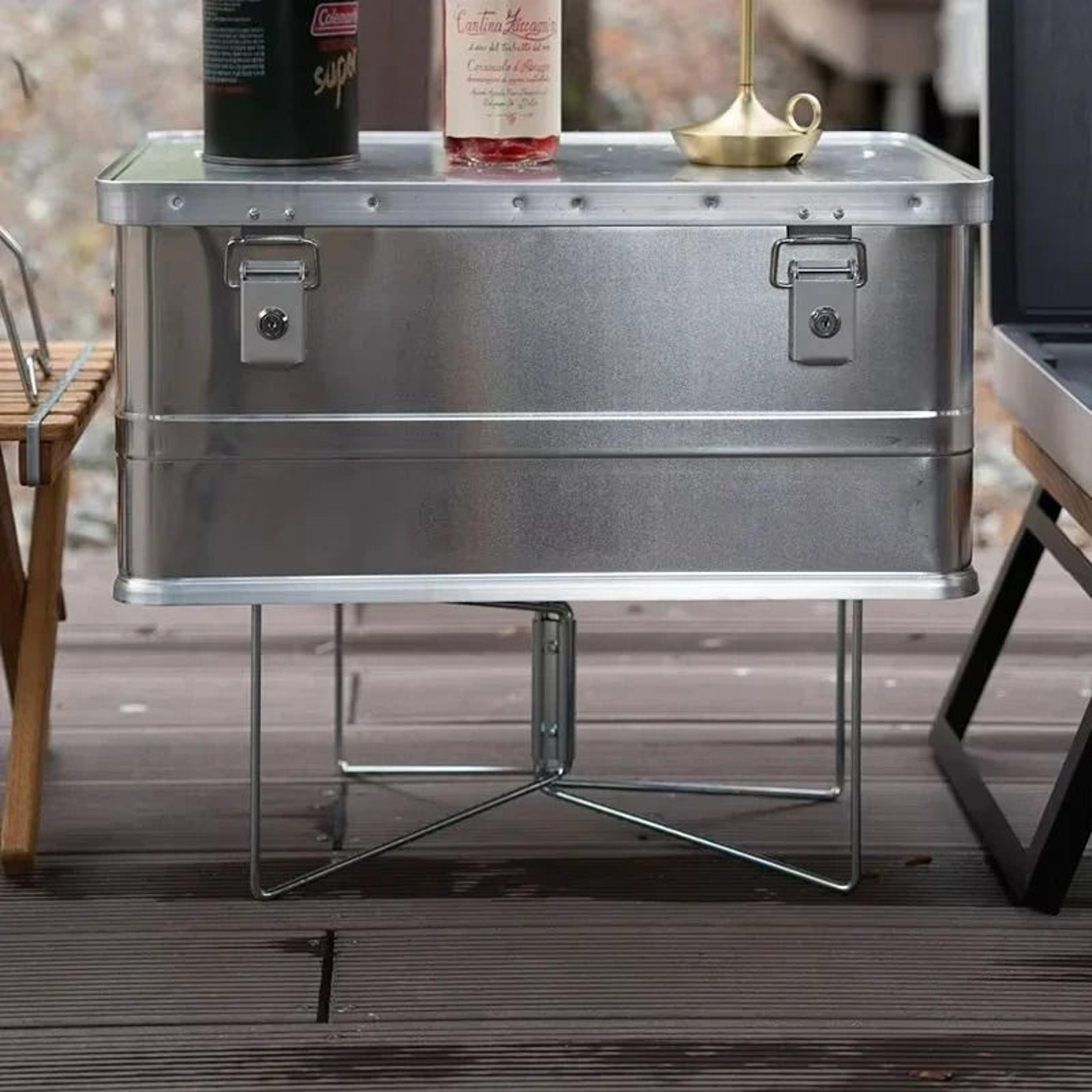 Foldable Camping Cooler Box Stand Outdoor Storage Support Shelf 0