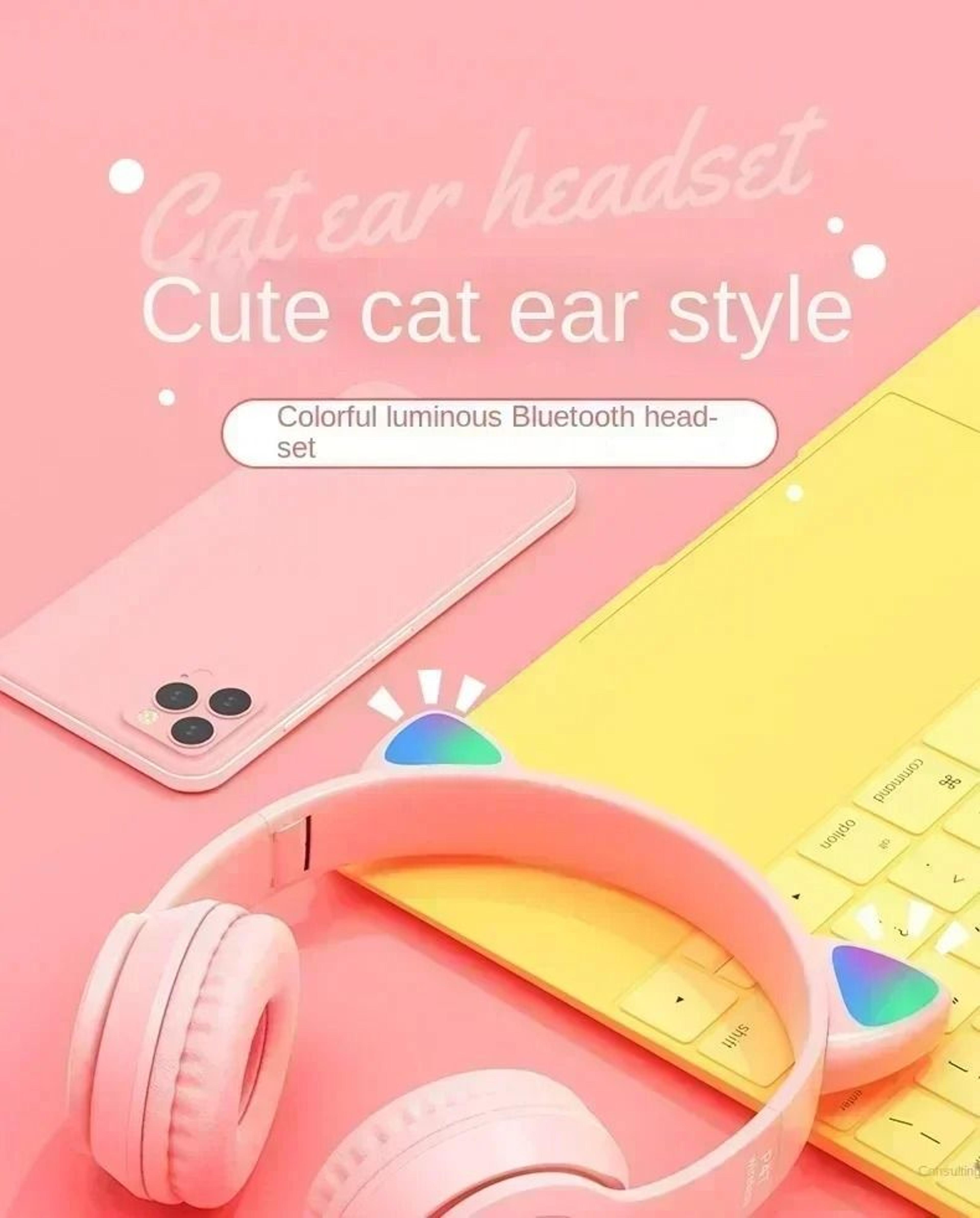 LED Cat Ear Bluetooth Headphones With Mic Wireless Stereo Headset 3