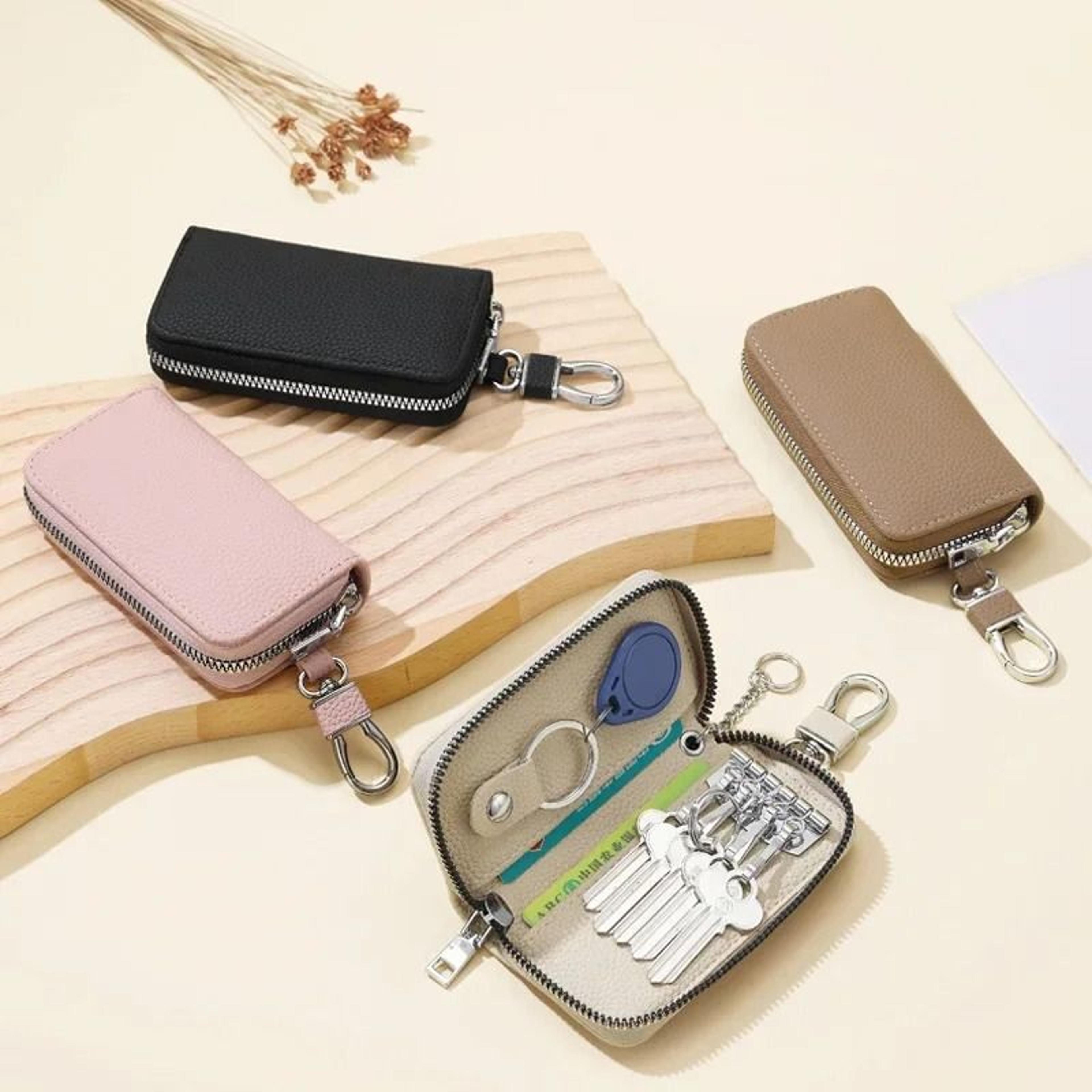 Mens Waist Key Pouch Large Capacity PU Leather Zipper Key Holder 8