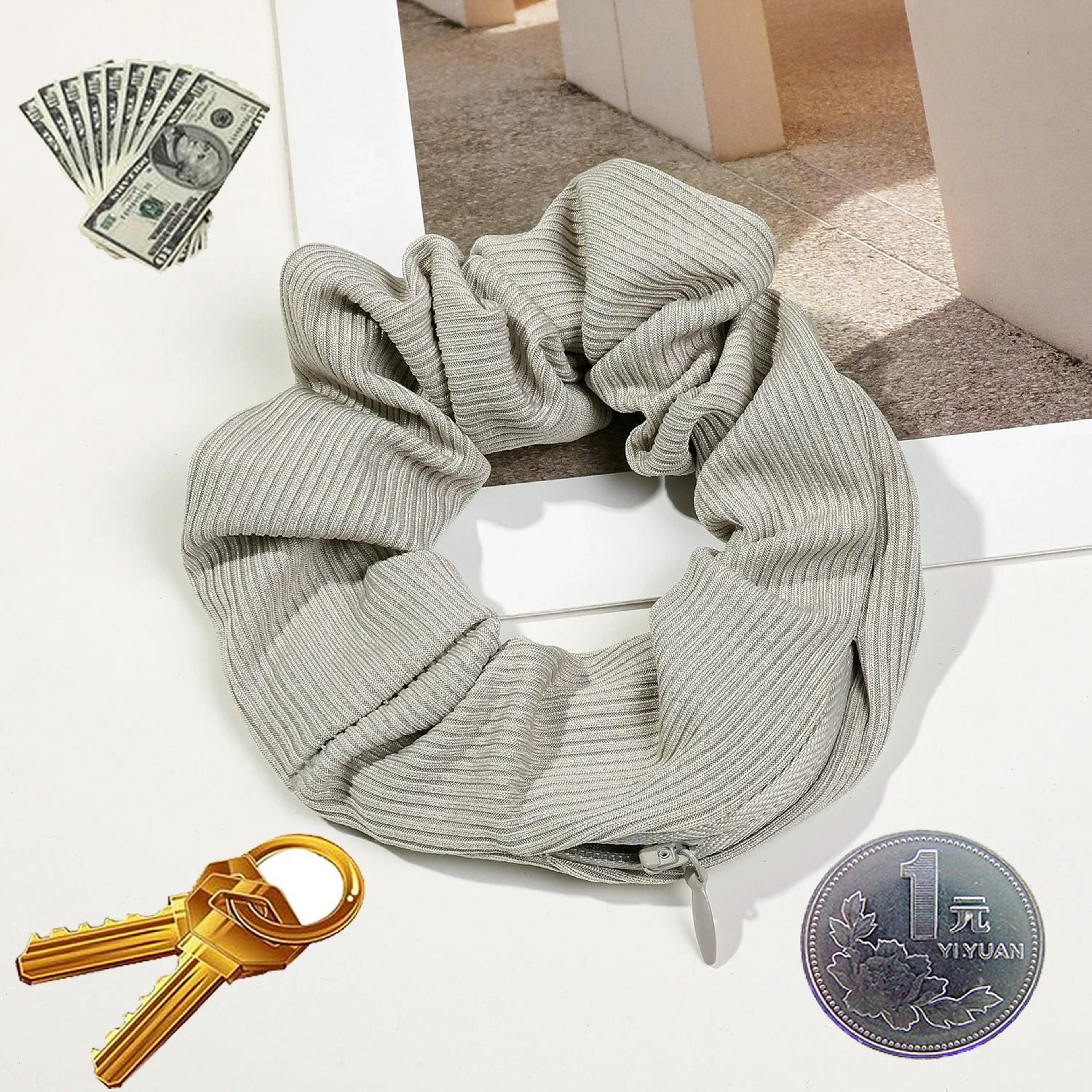 Hidden Zipper Hair Scrunchie Safe Portable Storage For Cash And Jewelry 8