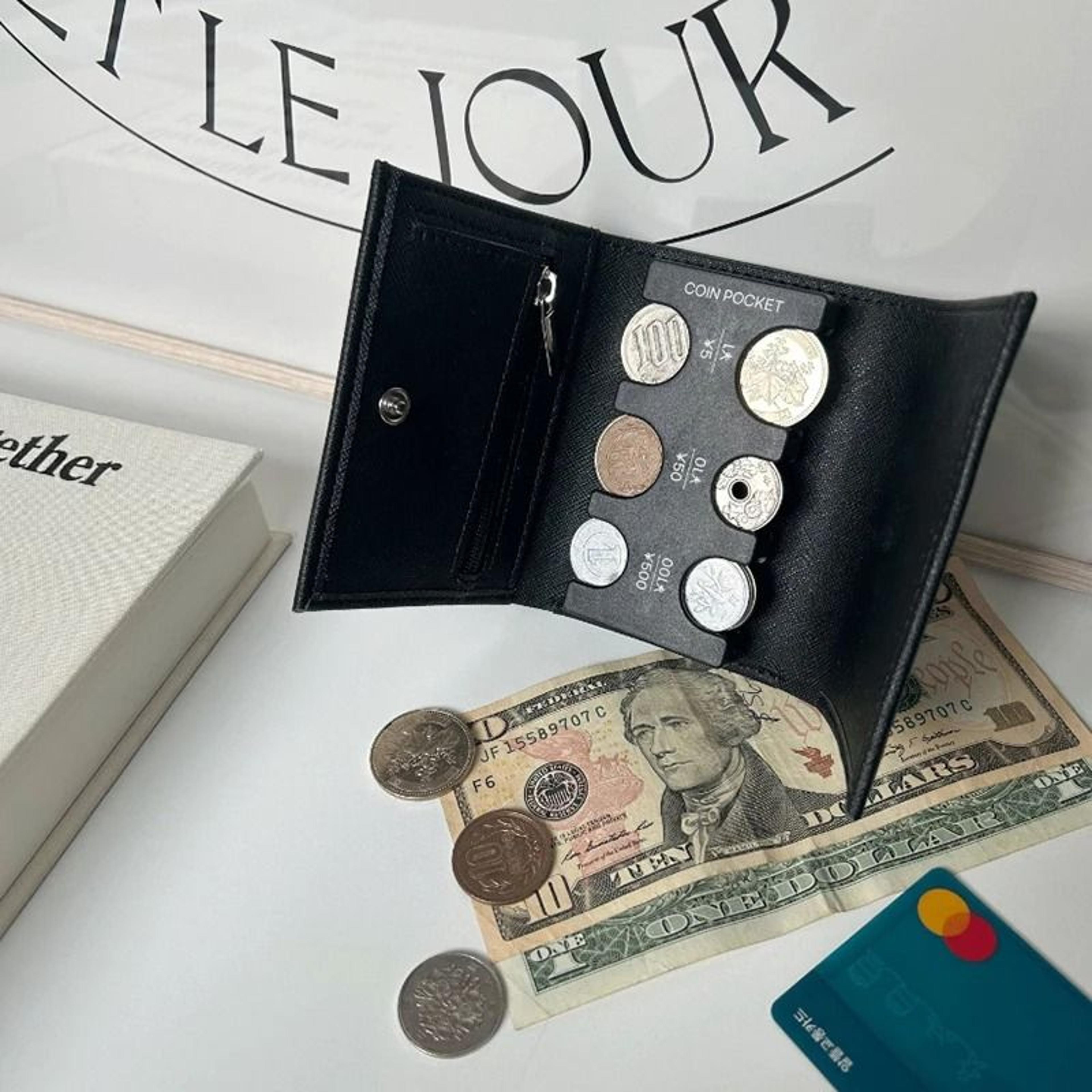 Portable Coin Clip Wallet Tri Fold Card Case With Loss Prevention Design 11