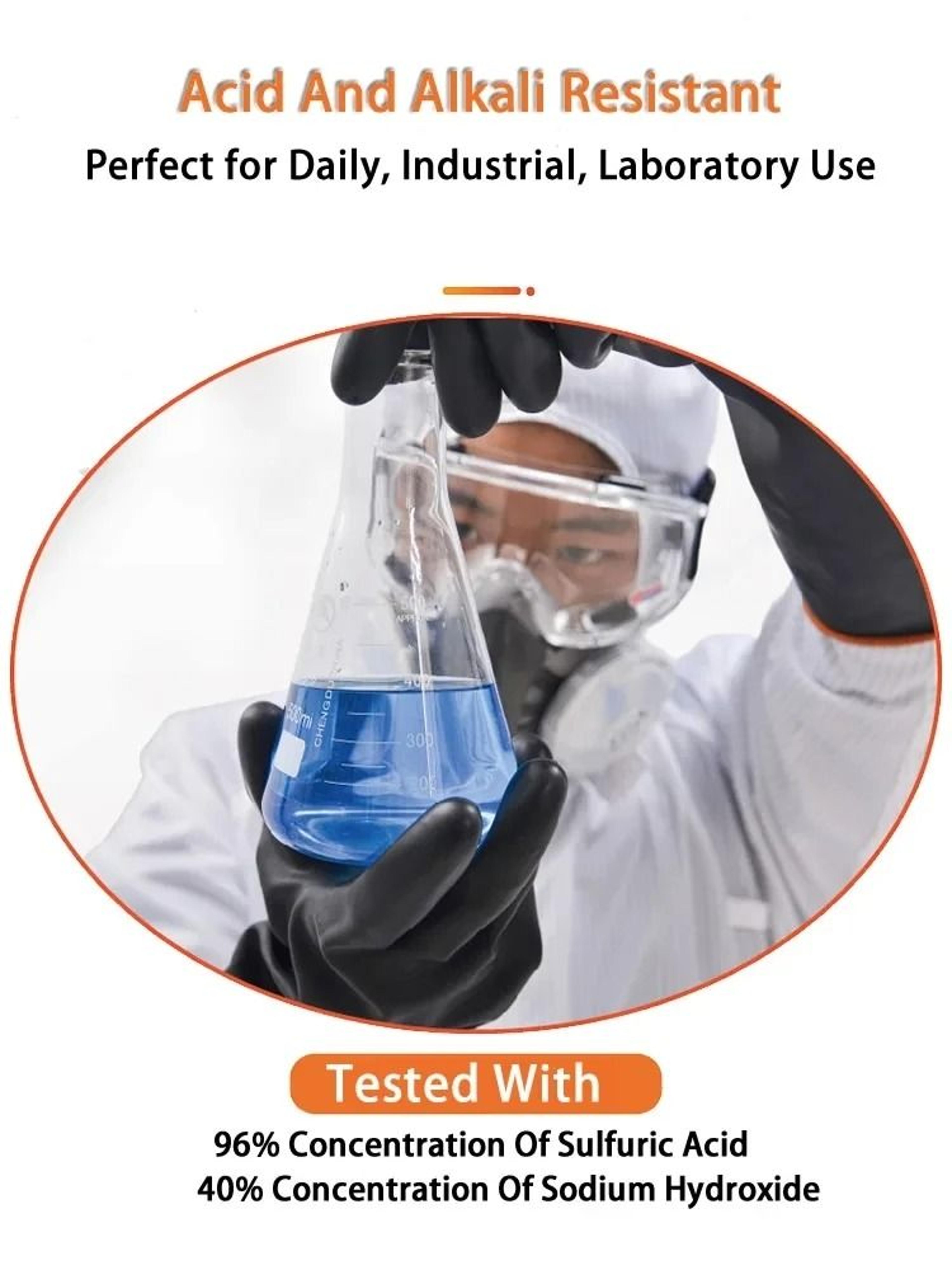 Heavy Duty Chemical Resistant Latex Work Gloves Acid Alkali Oil Protection 10