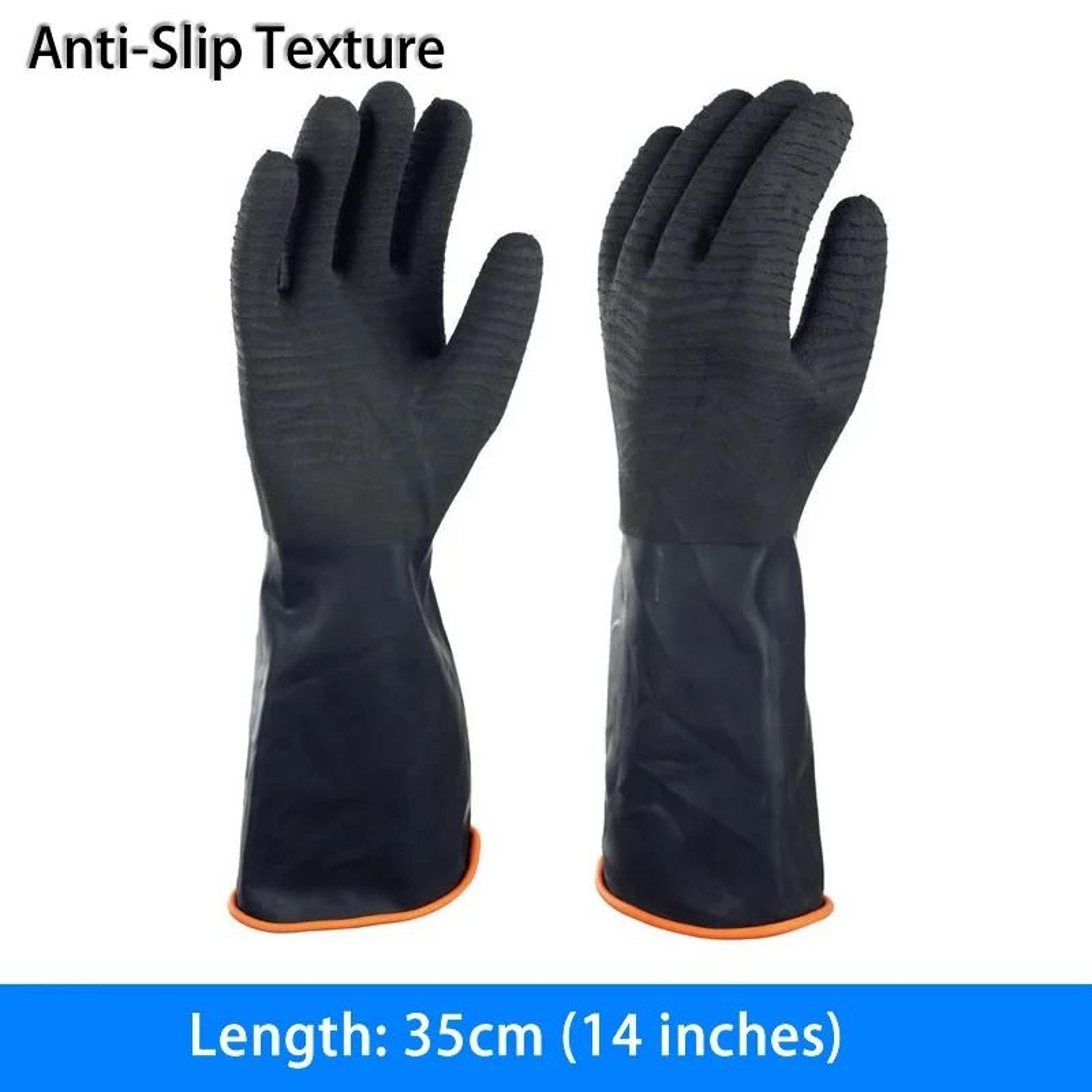 Heavy Duty Chemical Resistant Latex Work Gloves Acid Alkali Oil Protection 1