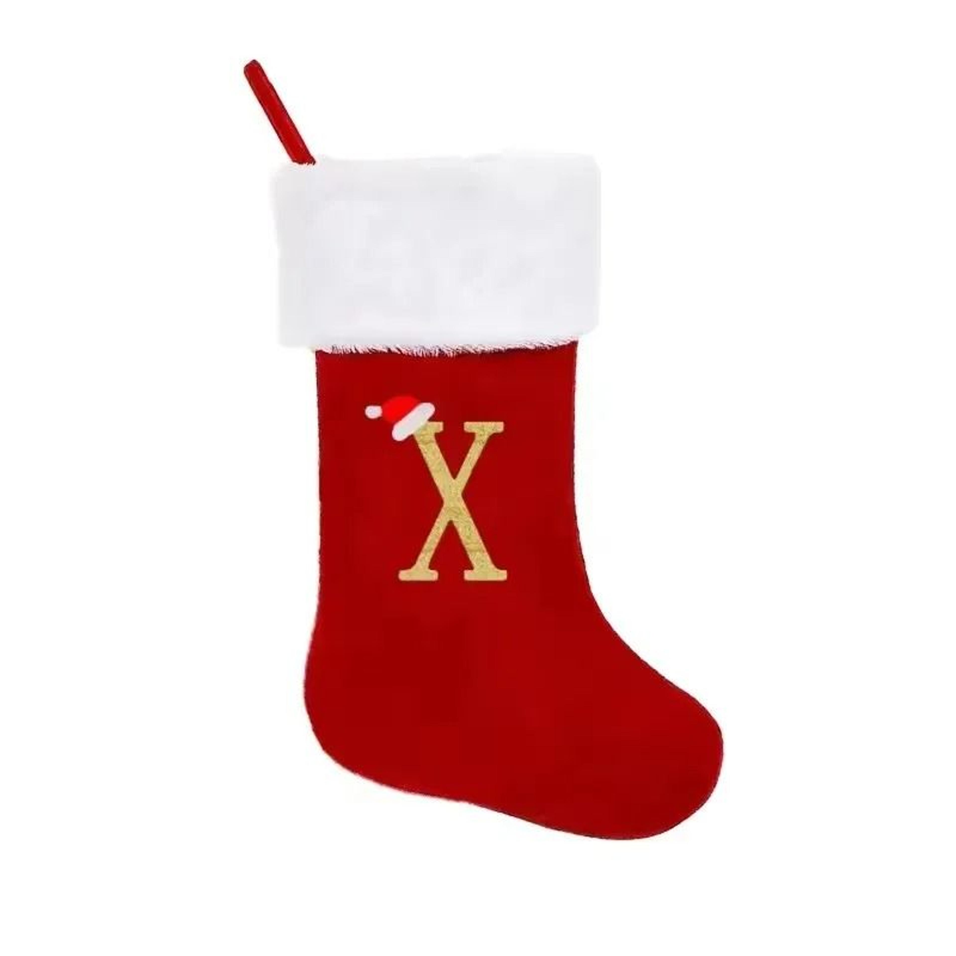 Personalized Alphabet Christmas Stocking Gift Bag Hanging Ornament 23