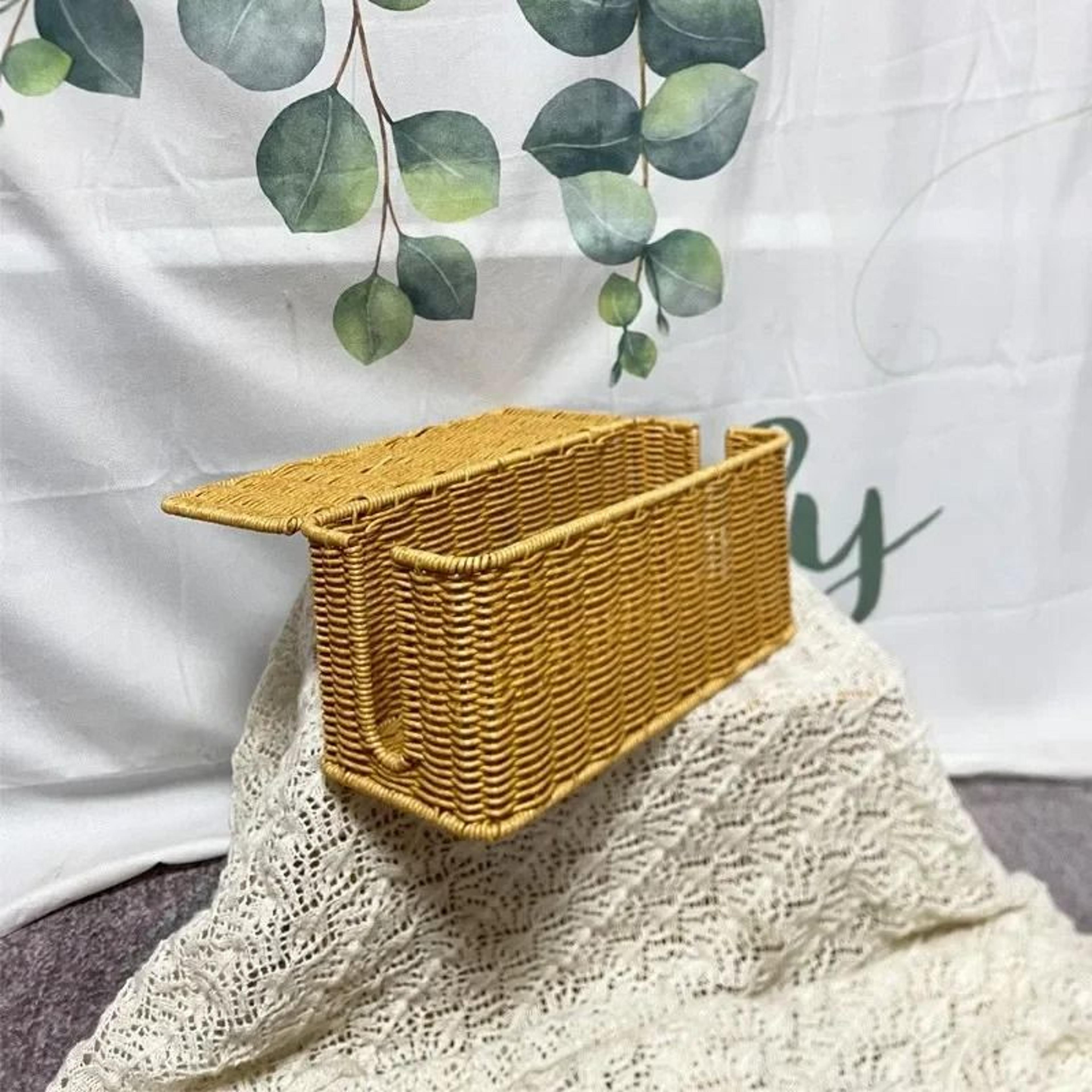Handmade Rattan Cable Management Box Under Desk Cord Organizer 2