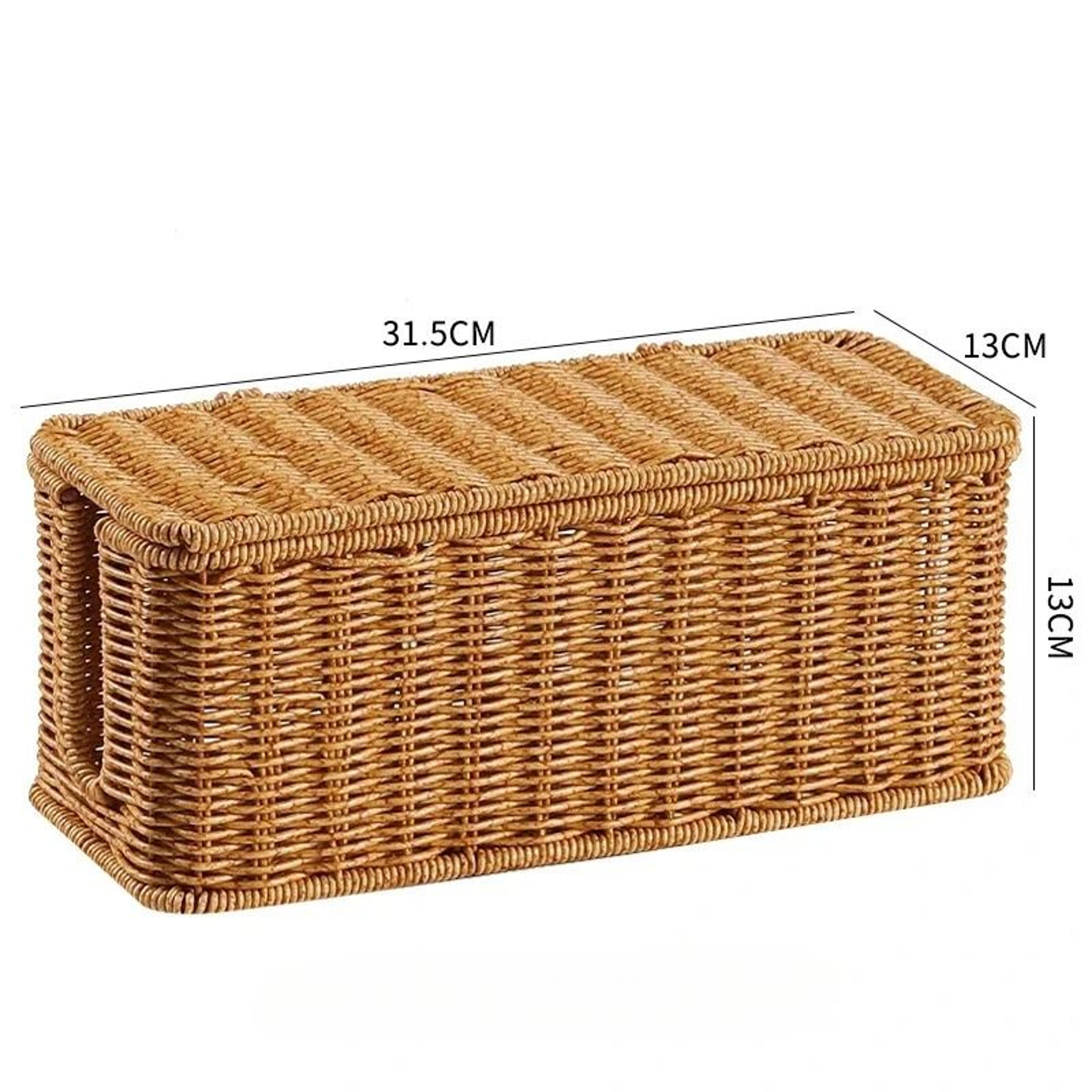Handmade Rattan Cable Management Box Under Desk Cord Organizer 3