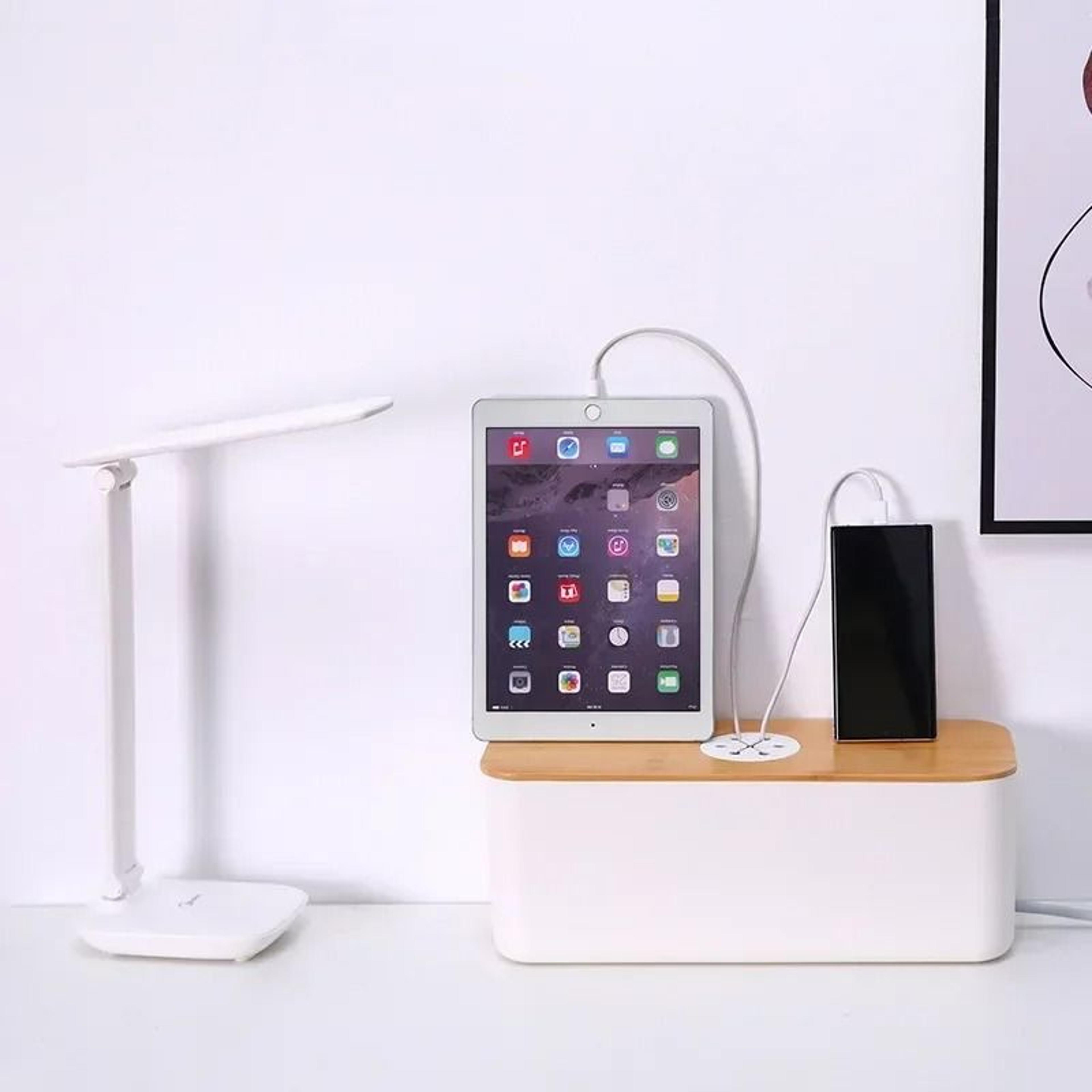 Wooden Cable Storage Box Charger Organizer For Home And Office 8