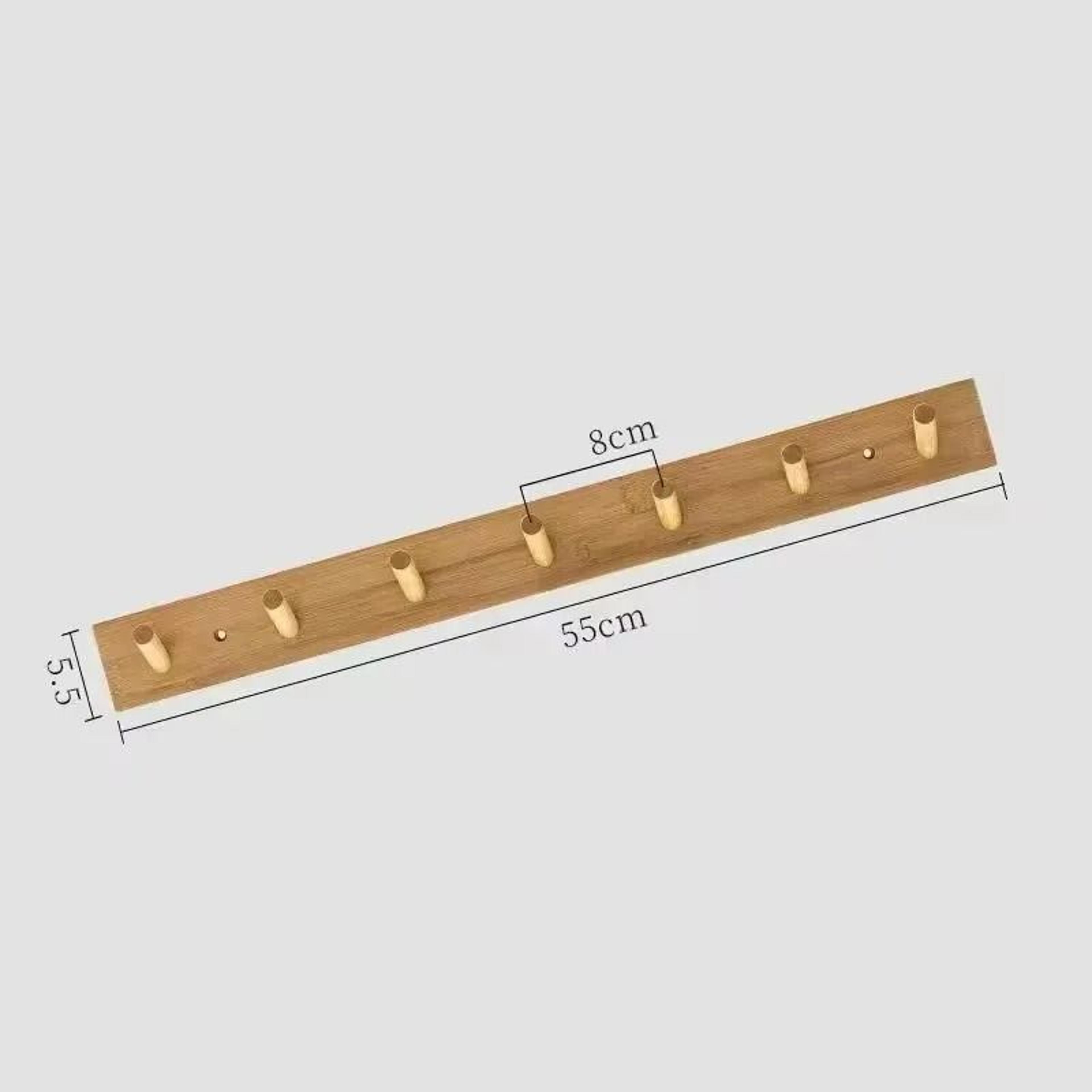 Nordic Bamboo Wall Mounted Hanger With Key Hooks For Entryway Storage 0