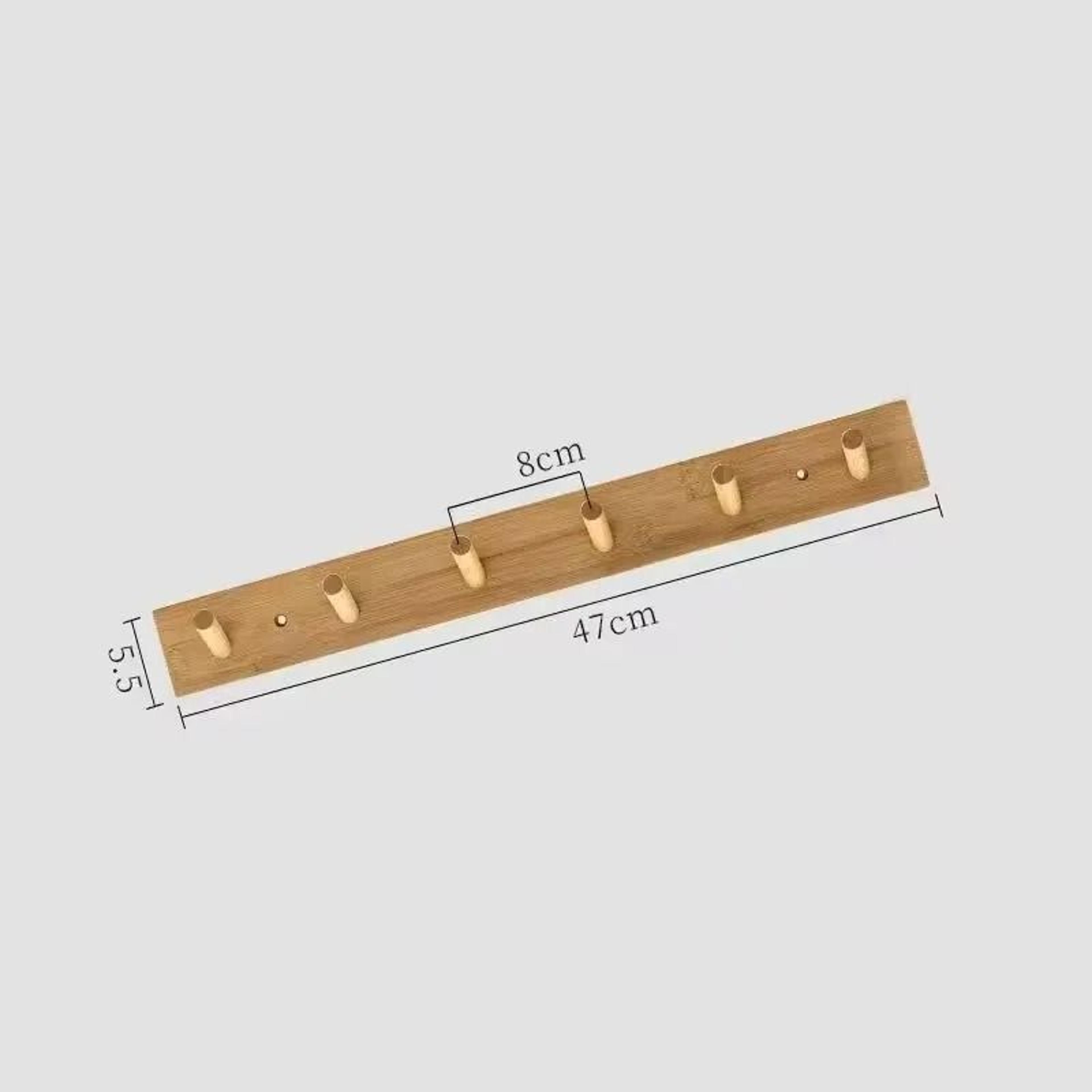 Nordic Bamboo Wall Mounted Hanger With Key Hooks For Entryway Storage 4