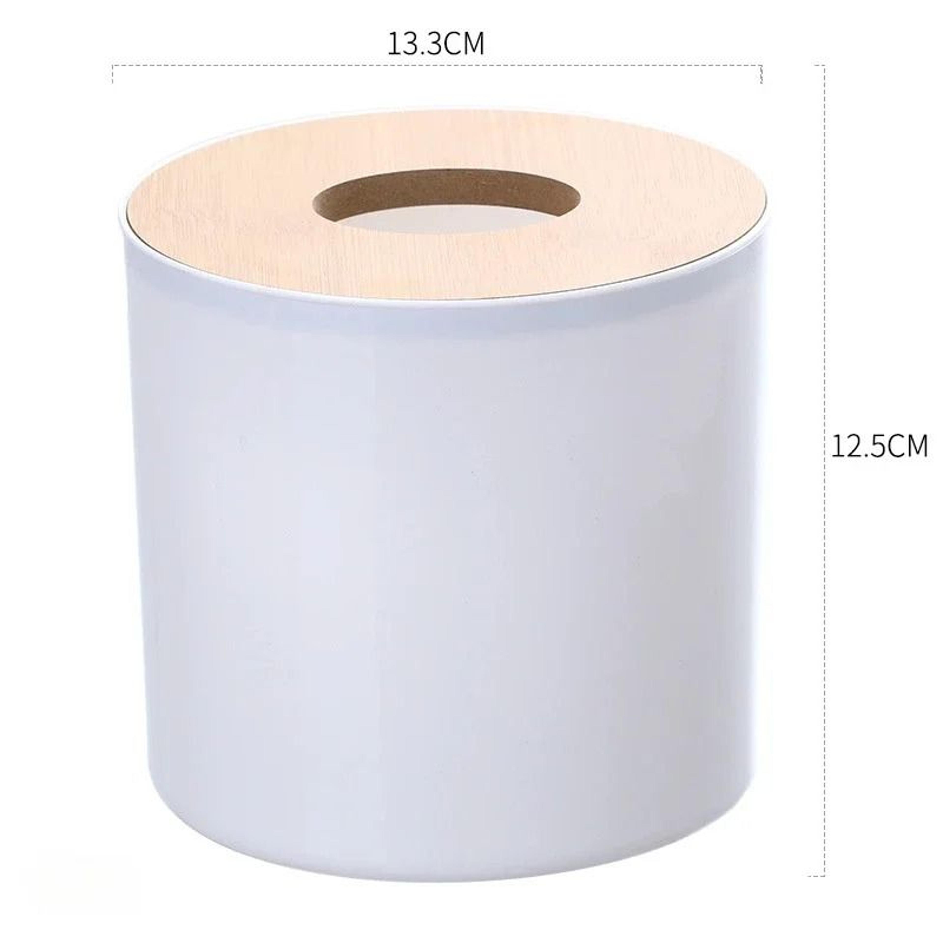 Circular Bamboo And Wood Tissue Box With Remote Control Storage For Living Room 1