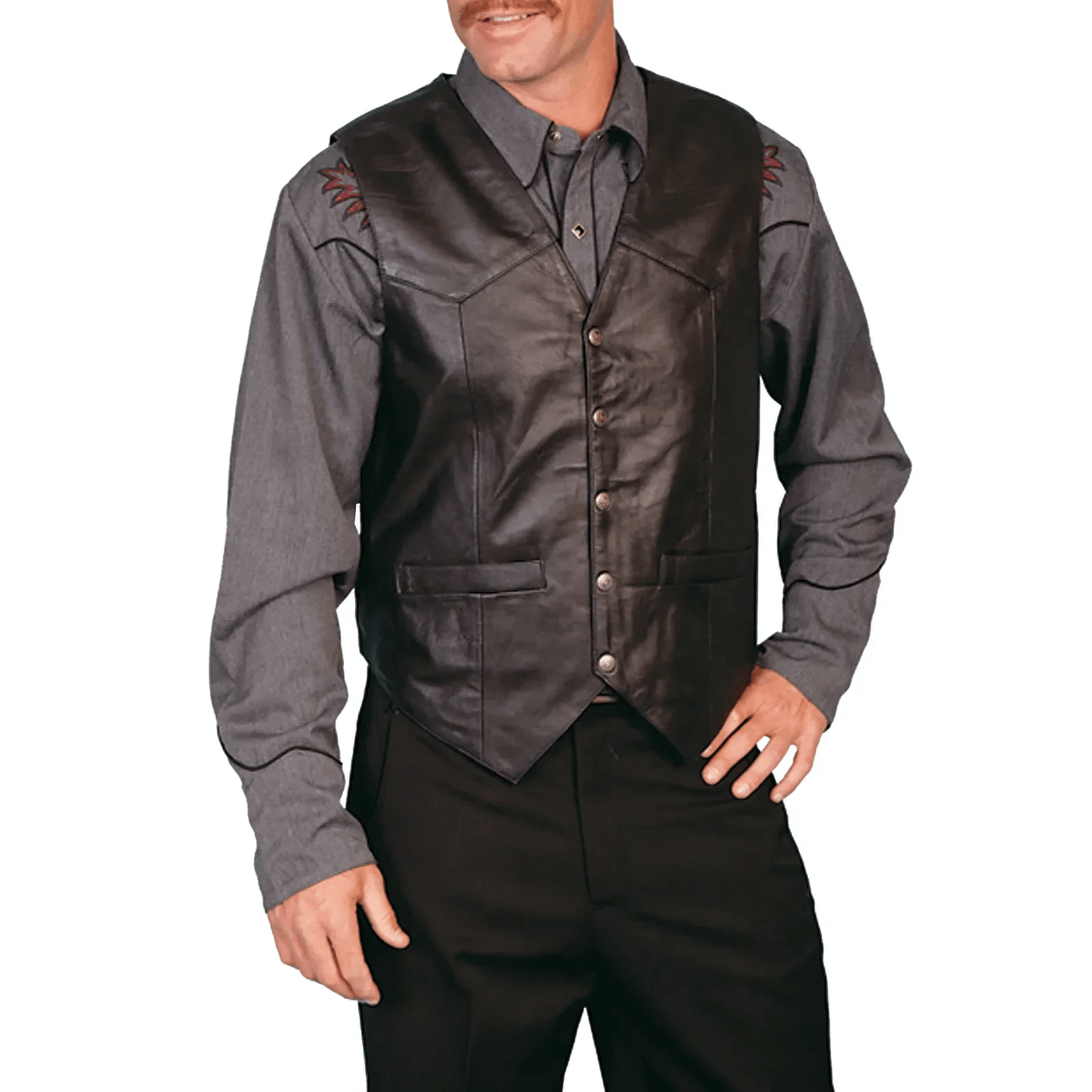 Mens leather biker vest for riders