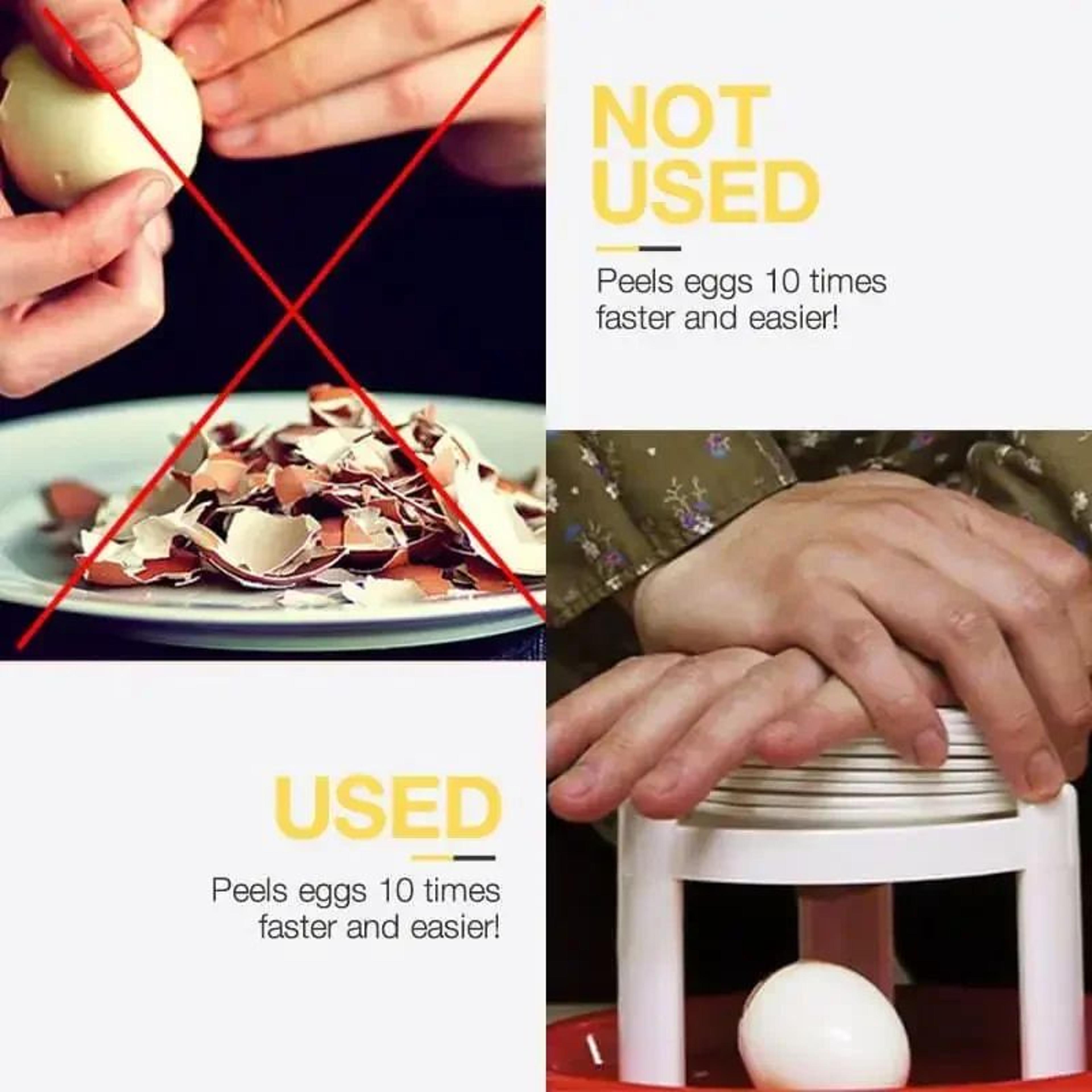 Creative Egg Peeler beside neatly peeled boiled eggs ready for meal prep or serving