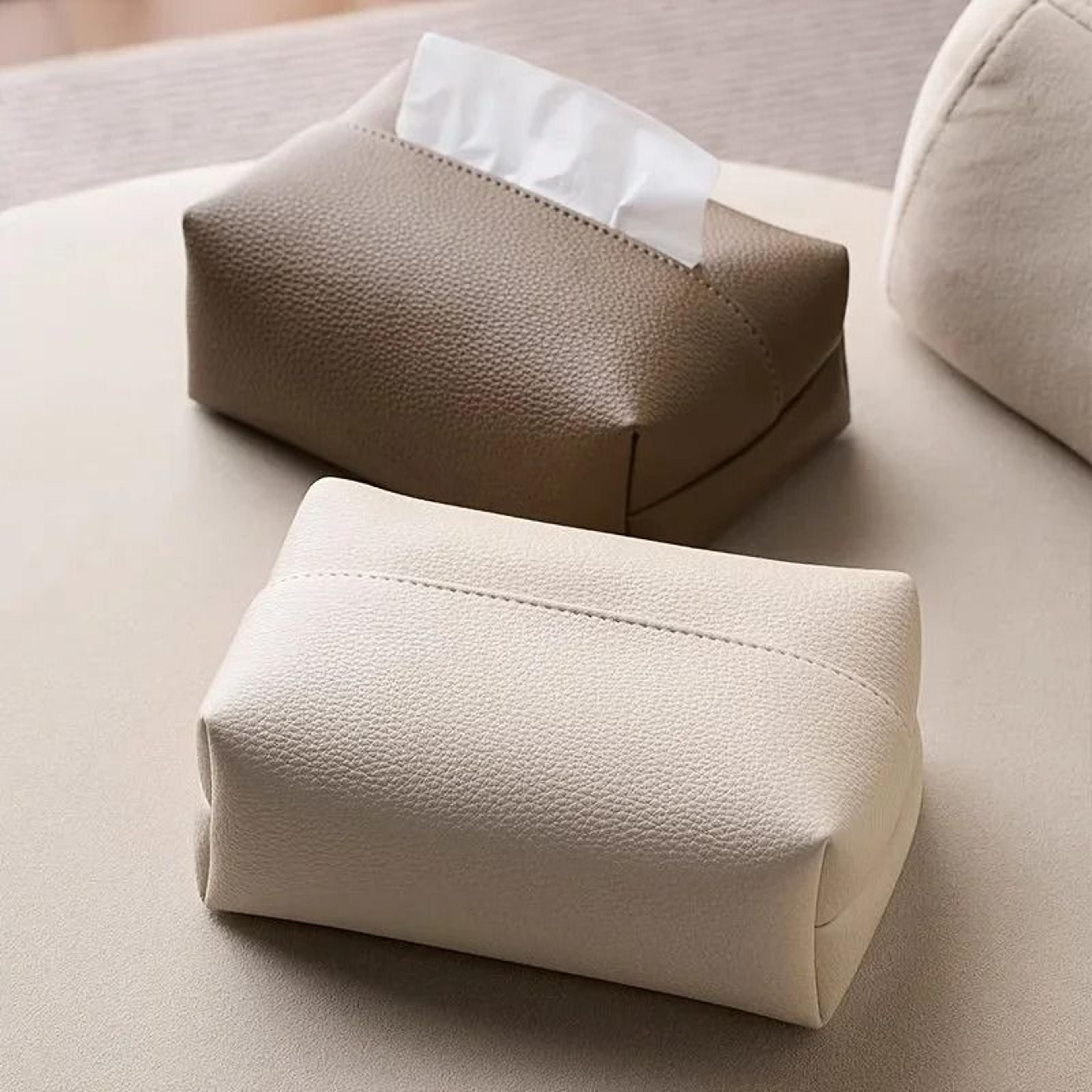 Modern Artificial Leather Tissue Box Square Bathroom Decor 6