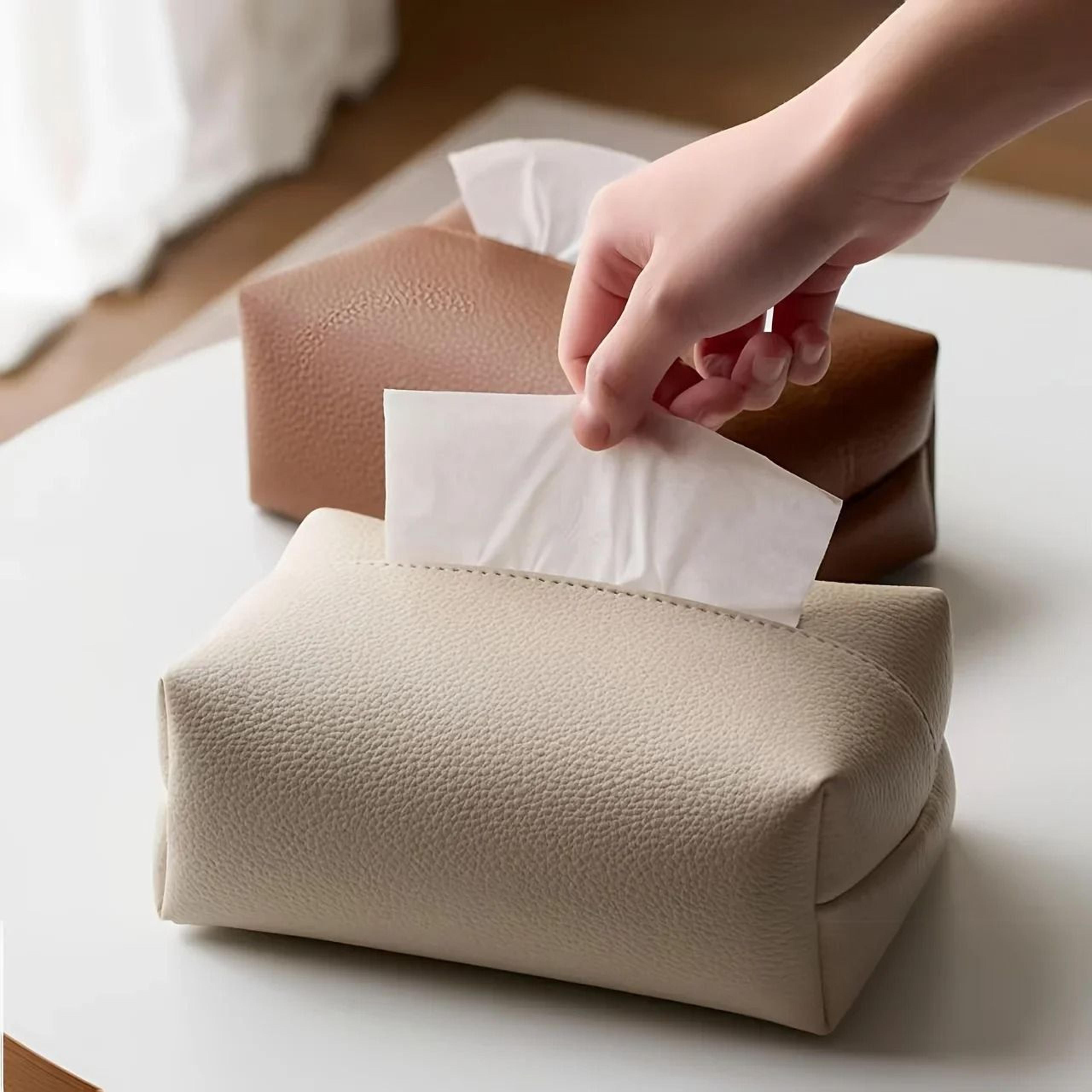 Modern Artificial Leather Tissue Box Square Bathroom Decor 8
