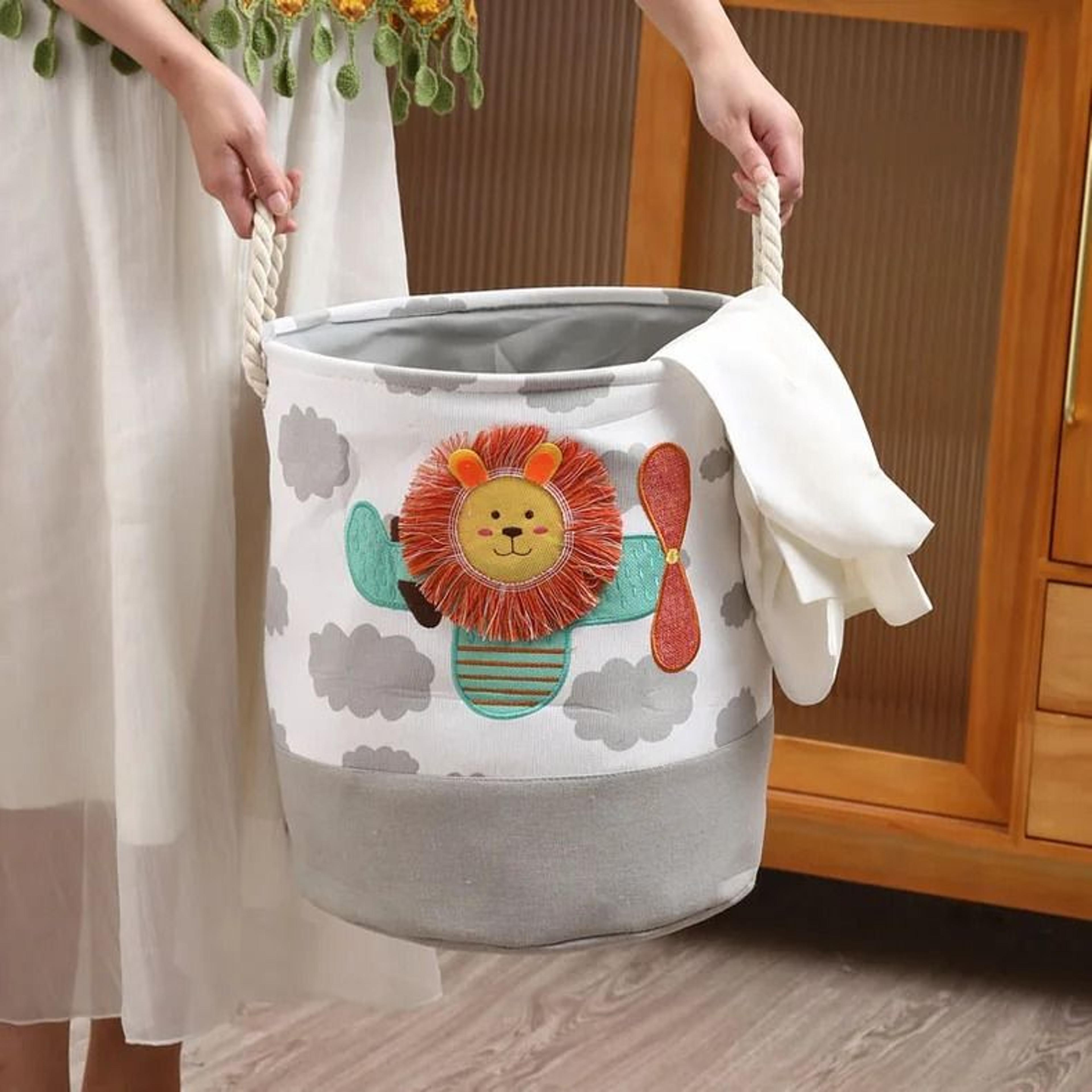 Kids Toy Storage Basket Foldable Canvas Laundry Hamper With Handles 10