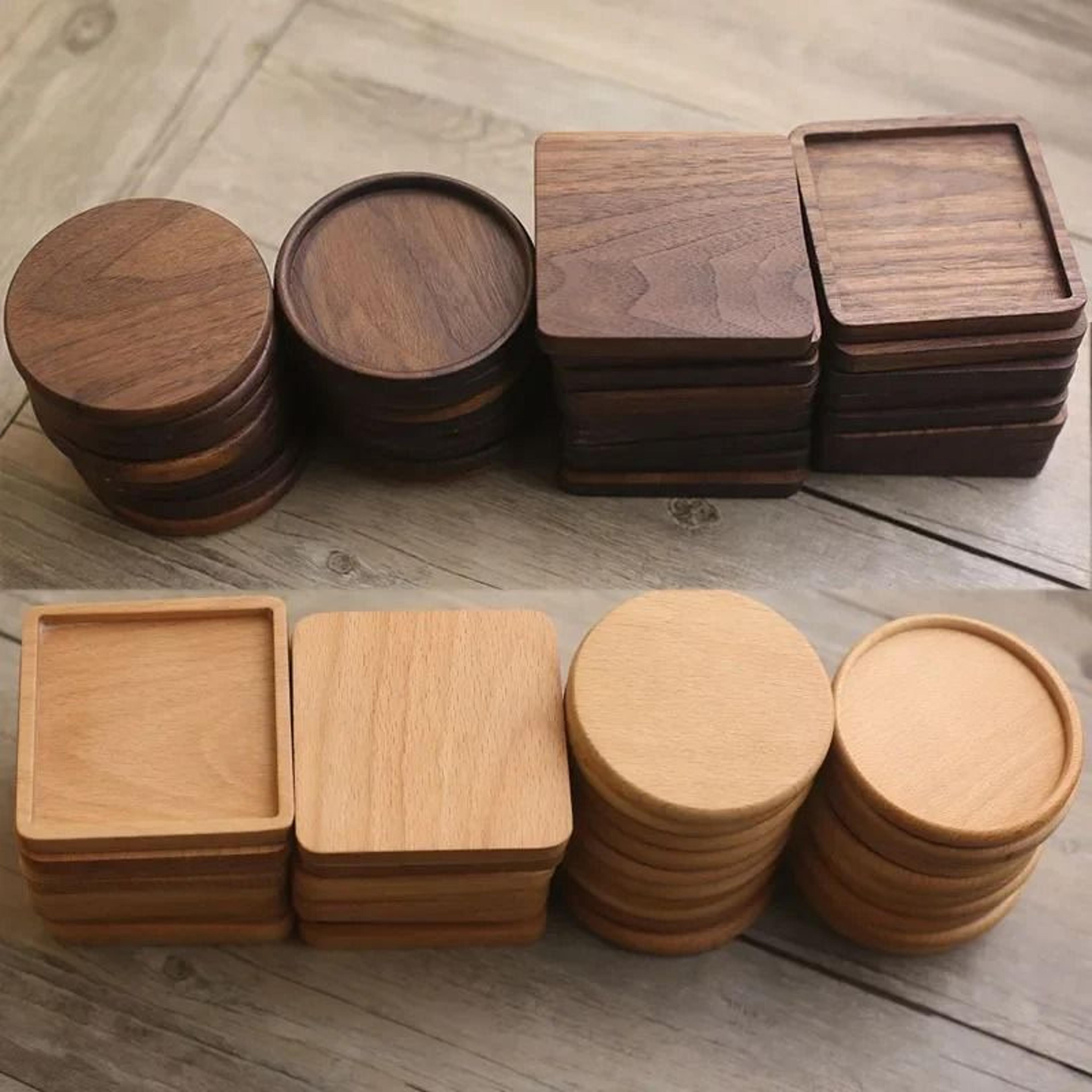 Round Wooden Coaster Natural Wood Cup Mat For Coffee Tea And Drinks 0