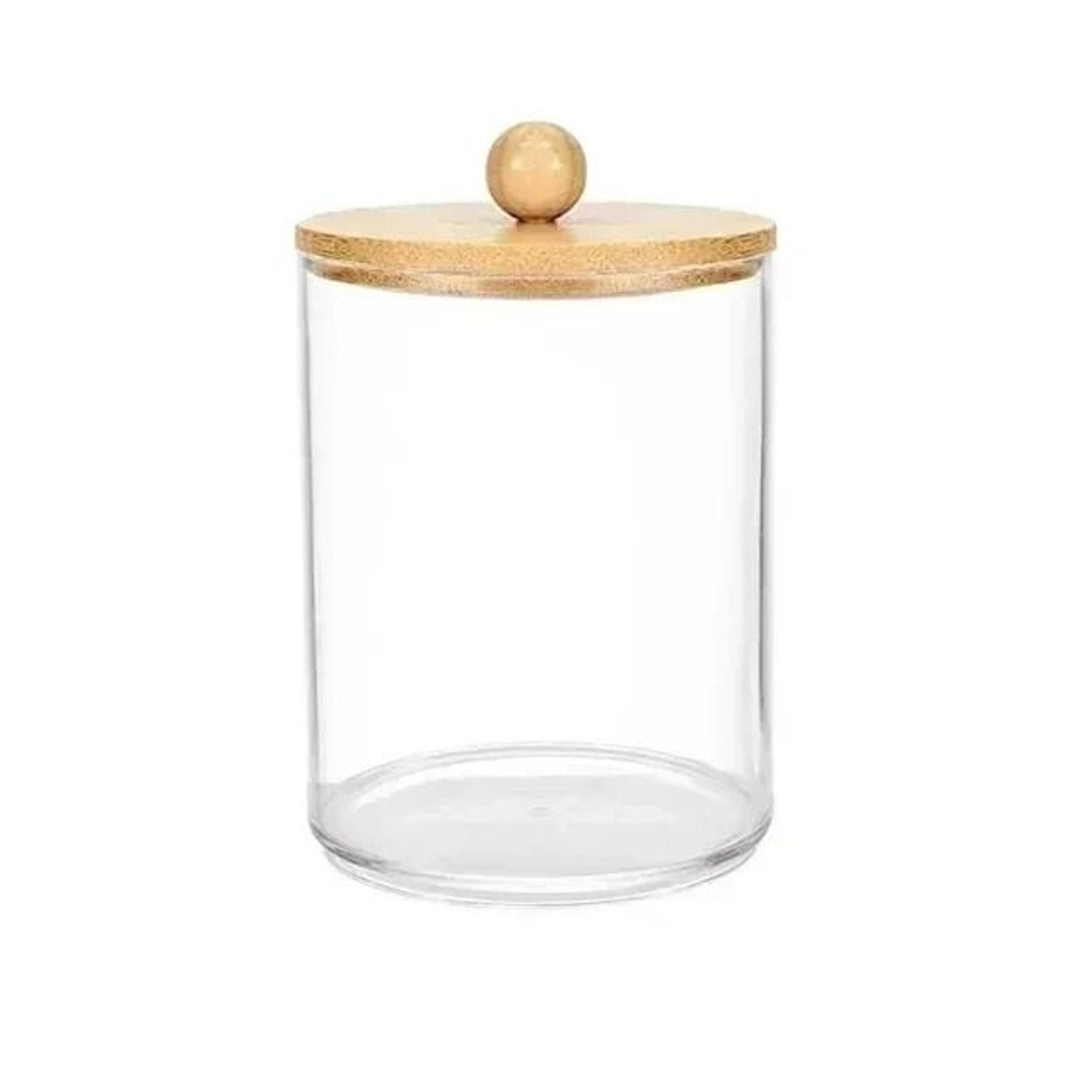 Clear Qtip Holder Dispenser Apothecary Jar Bathroom Vanity Organizer Set 1