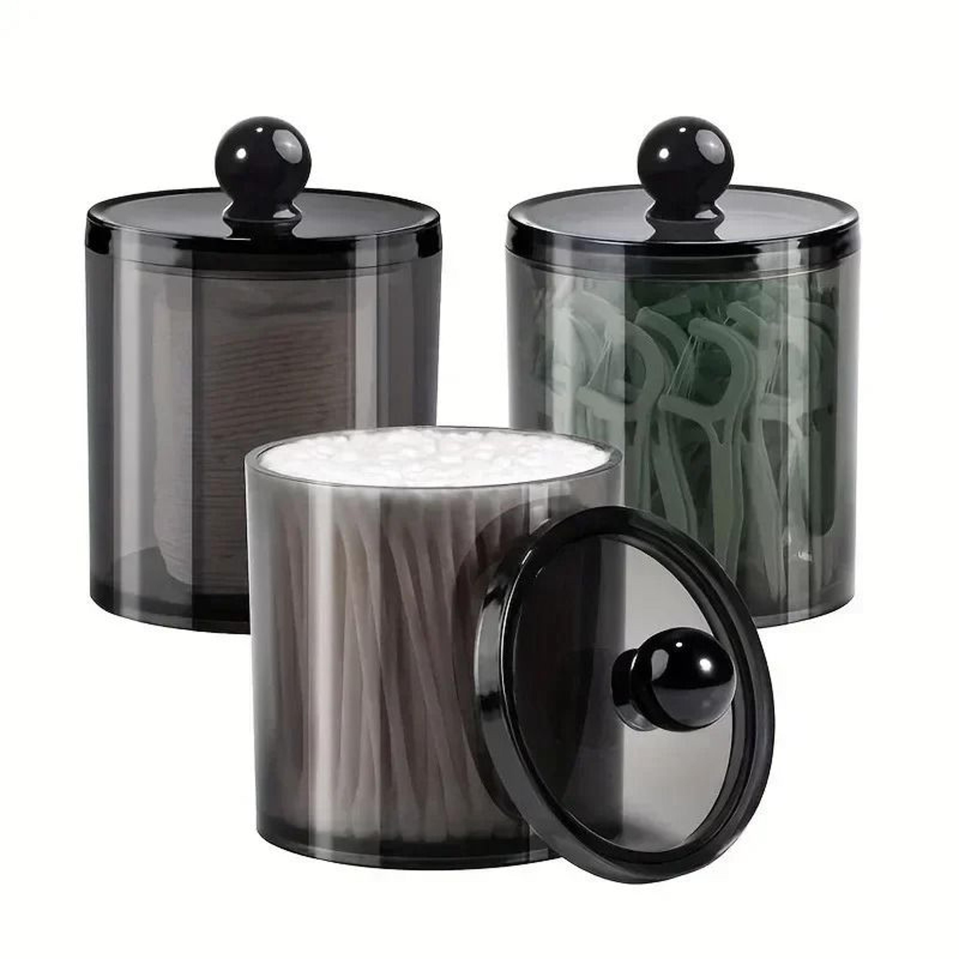 Clear Qtip Holder Dispenser Apothecary Jar Bathroom Vanity Organizer Set 0