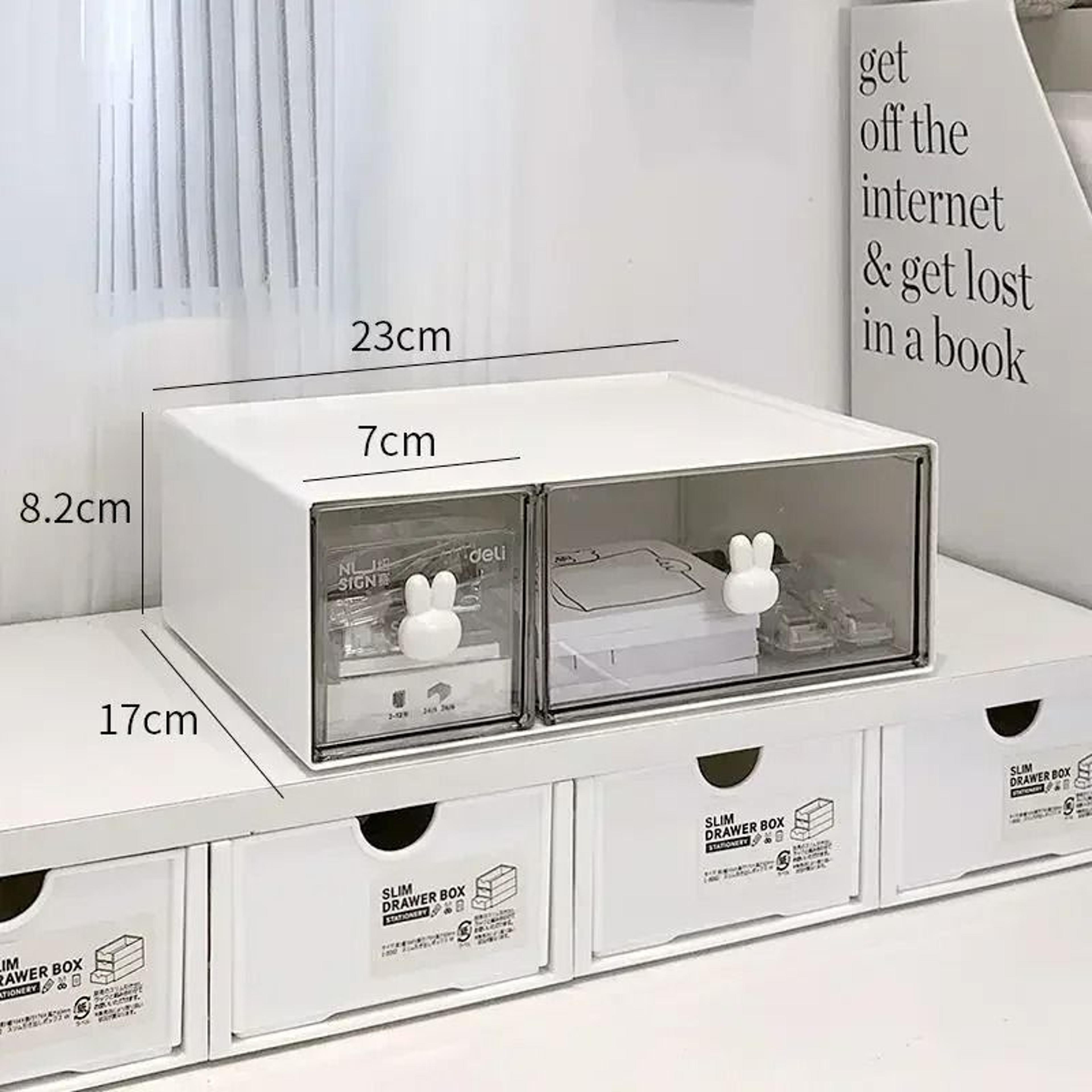 Cute Desktop Stationery Organizer With Drawers Multi Compartment Pencil Storage Box 5
