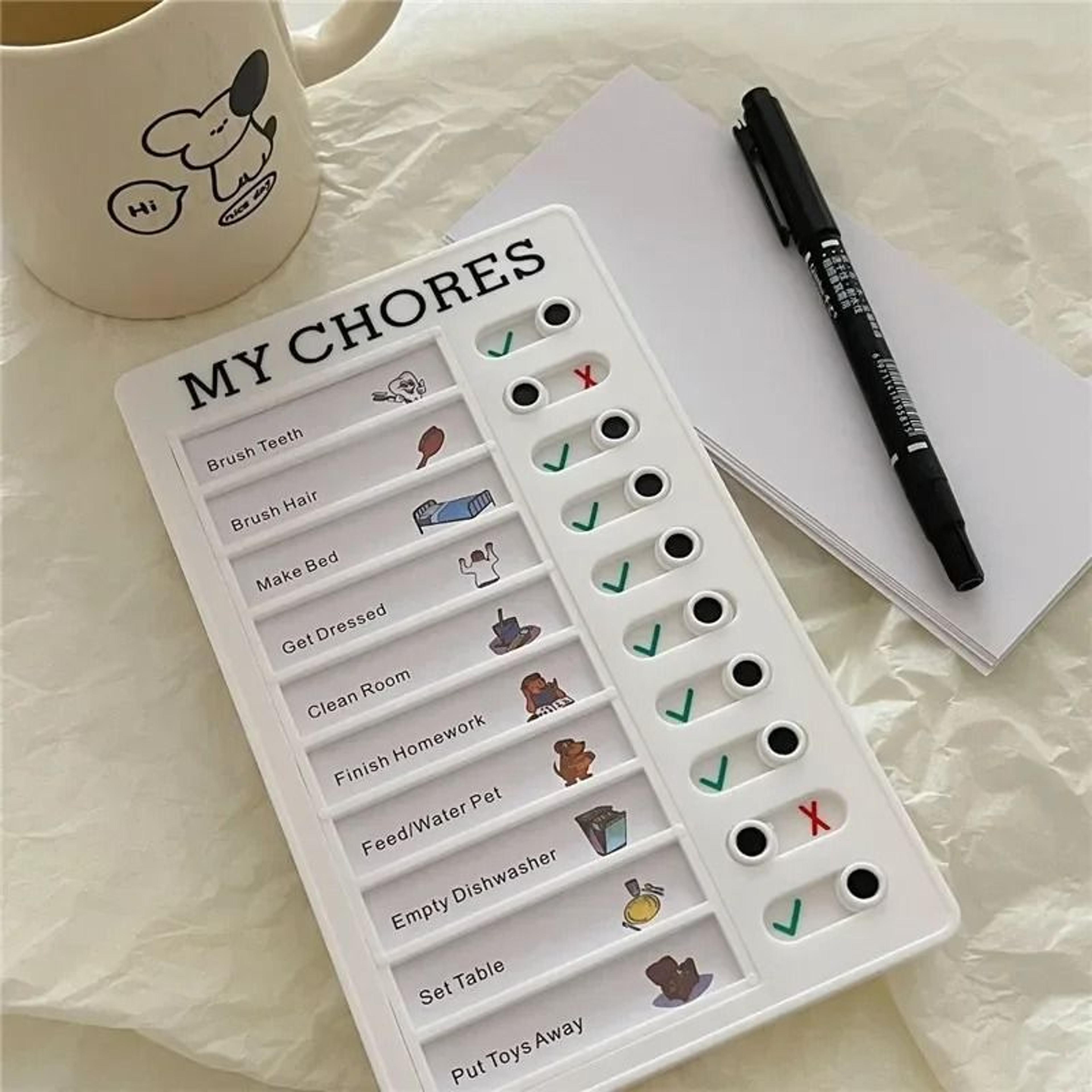 Reusable Kids Chore Chart Daily Planner Responsibility Checklist Board 11