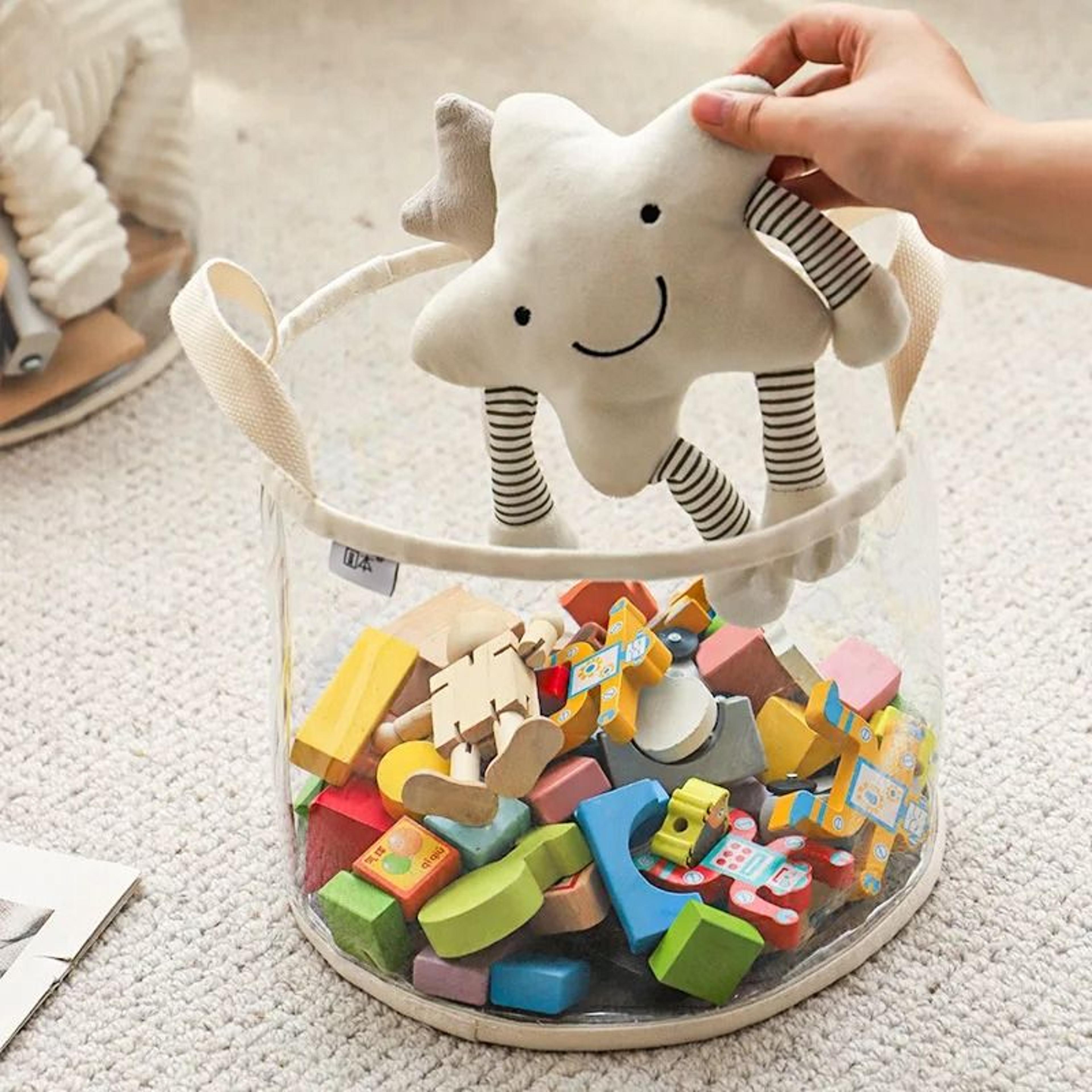 Large Transparent Toy Storage Basket High Capacity Kids Toy Organizer Bag 9