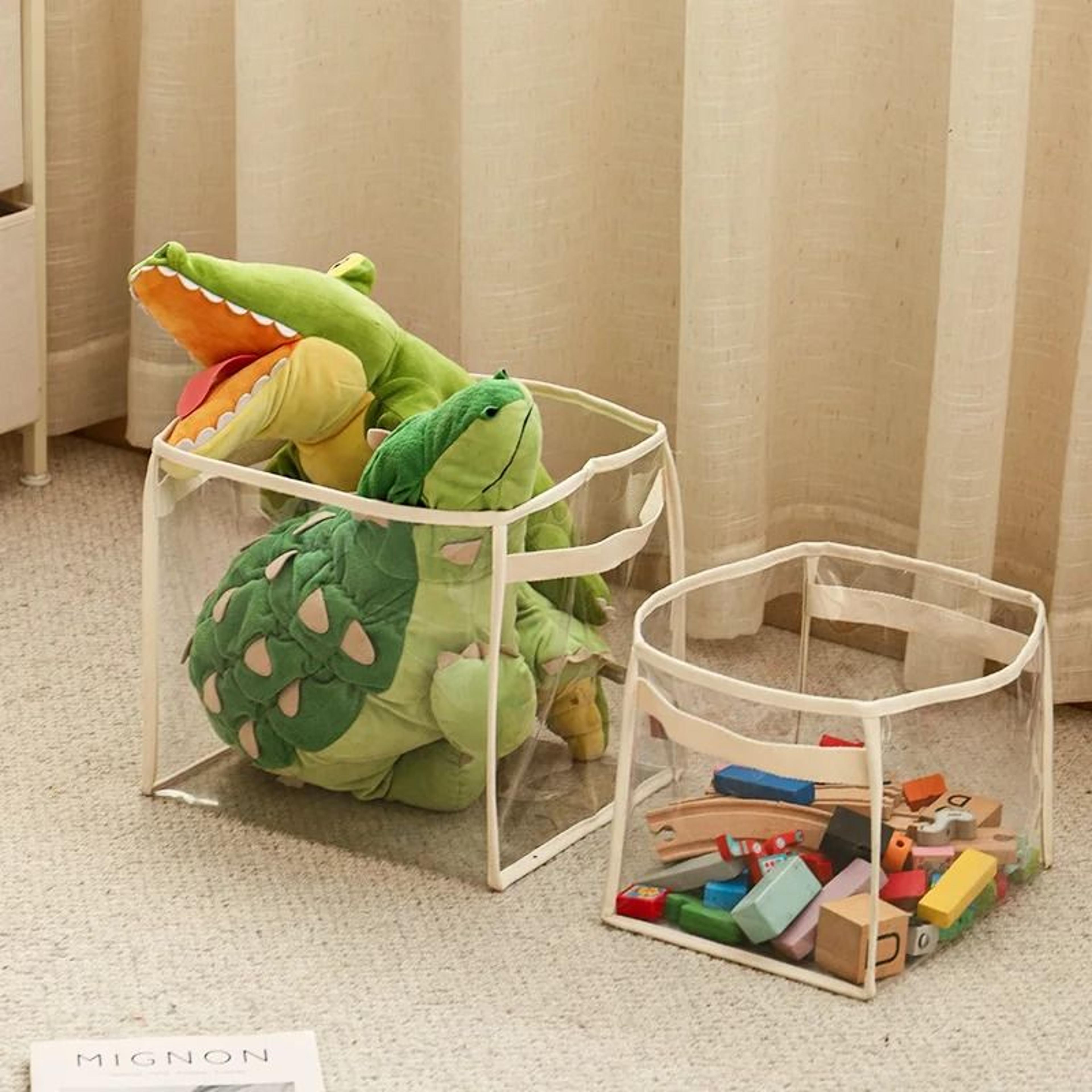 Large Transparent Toy Storage Basket High Capacity Kids Toy Organizer Bag 7