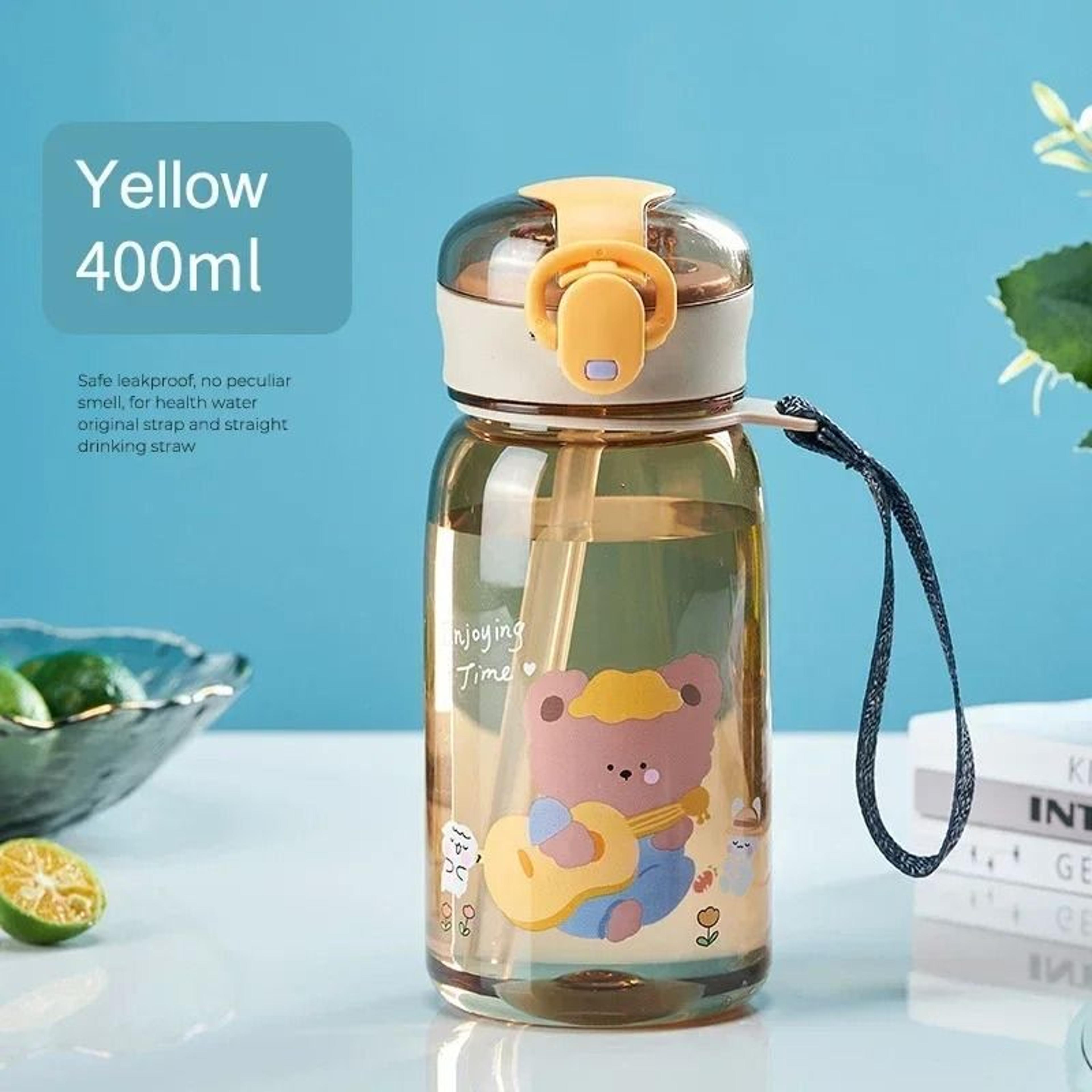 Cute Cartoon Kids Straw Water Bottle BPA Free Leakproof Sippy Cup 400ml 2