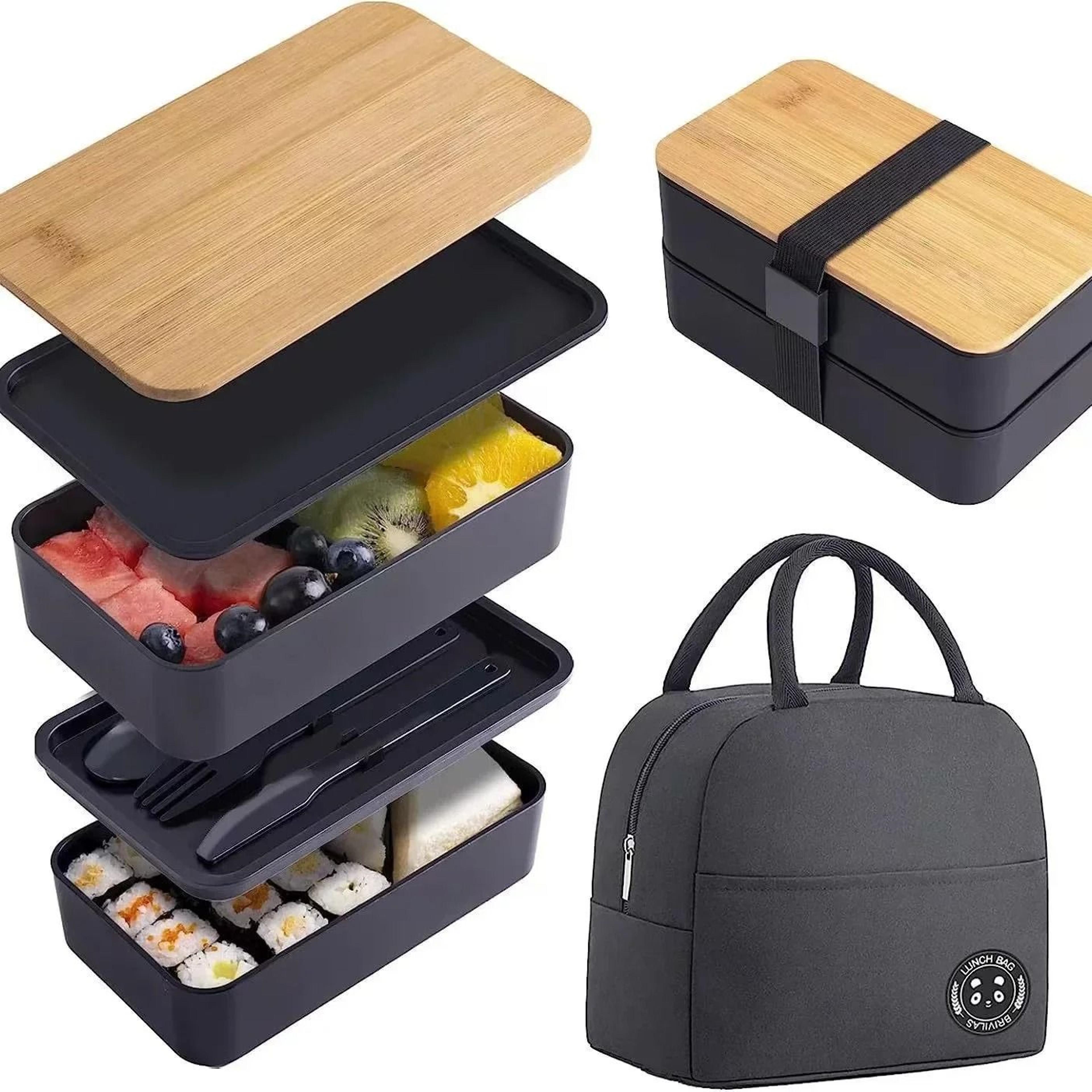 Stackable Bento Lunch Box With Insulated Bag Microwaveable Large Capacity Meal Container 3
