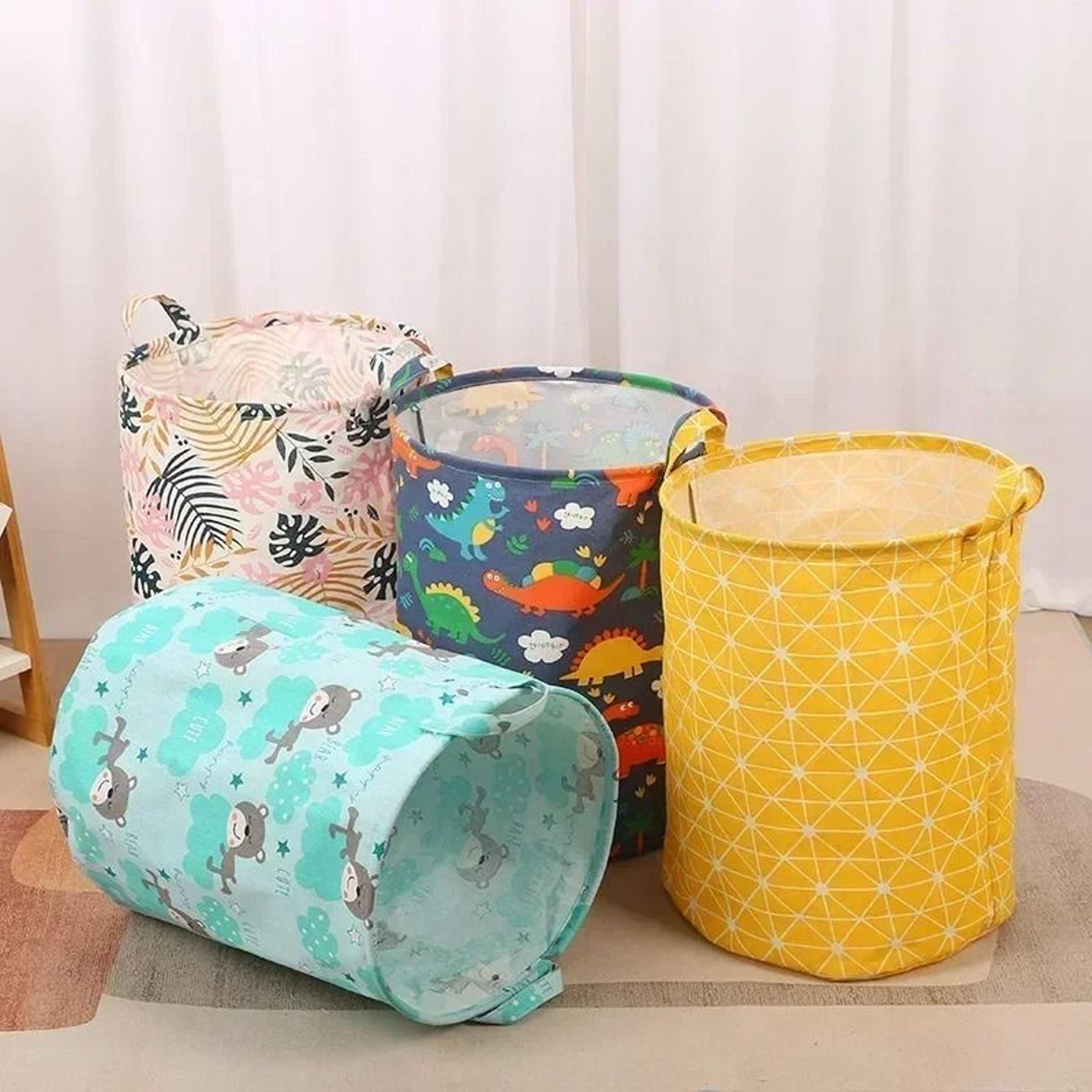 Foldable Cotton Linen Laundry Basket Large Storage Hamper For Clothes And Toys 0