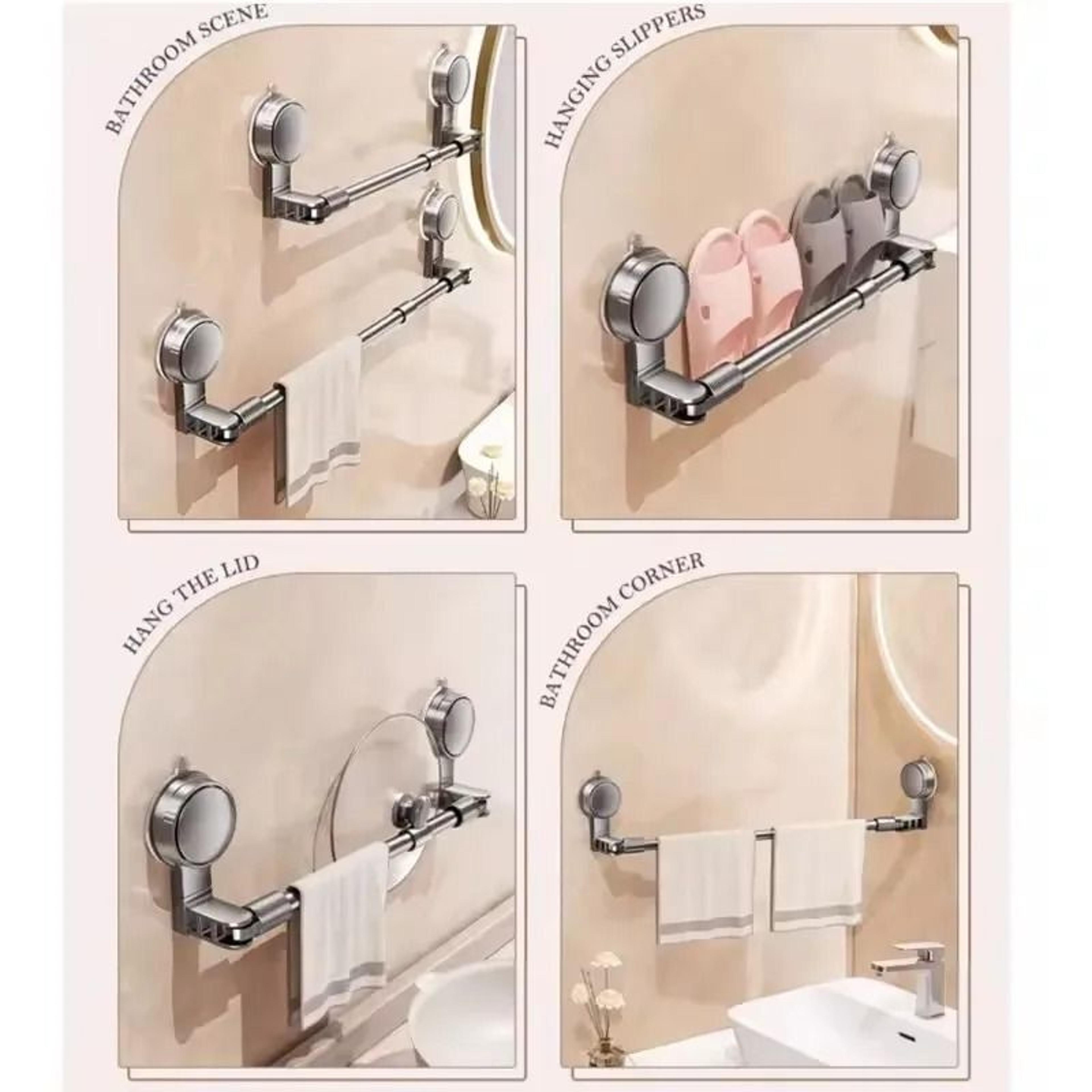 Retractable No Drilling Towel Rack Suction Cup Wall Mounted Towel Holder 3