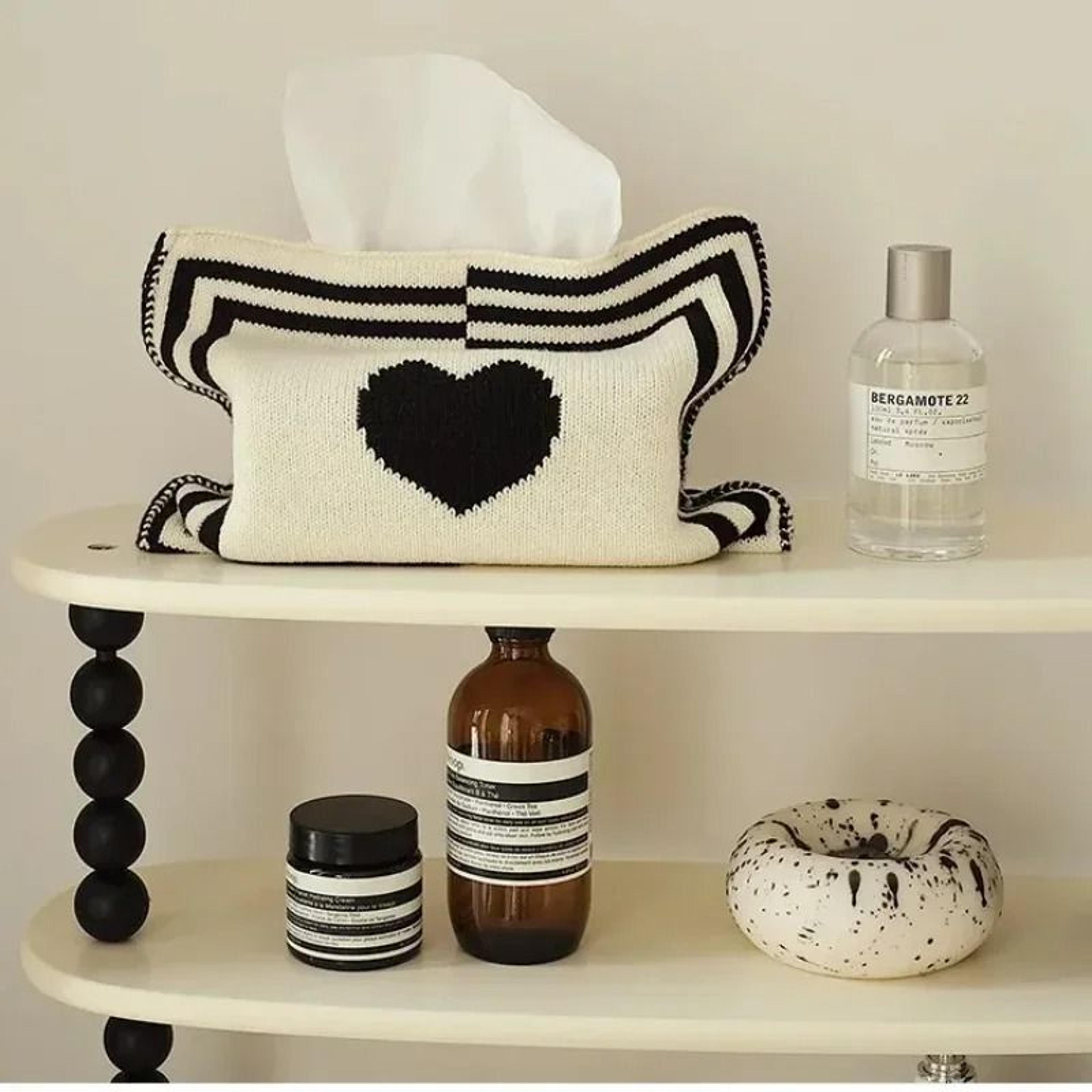 Nordic Heart Knitted Tissue Box Cover Decorative Fabric Tissue Holder 7