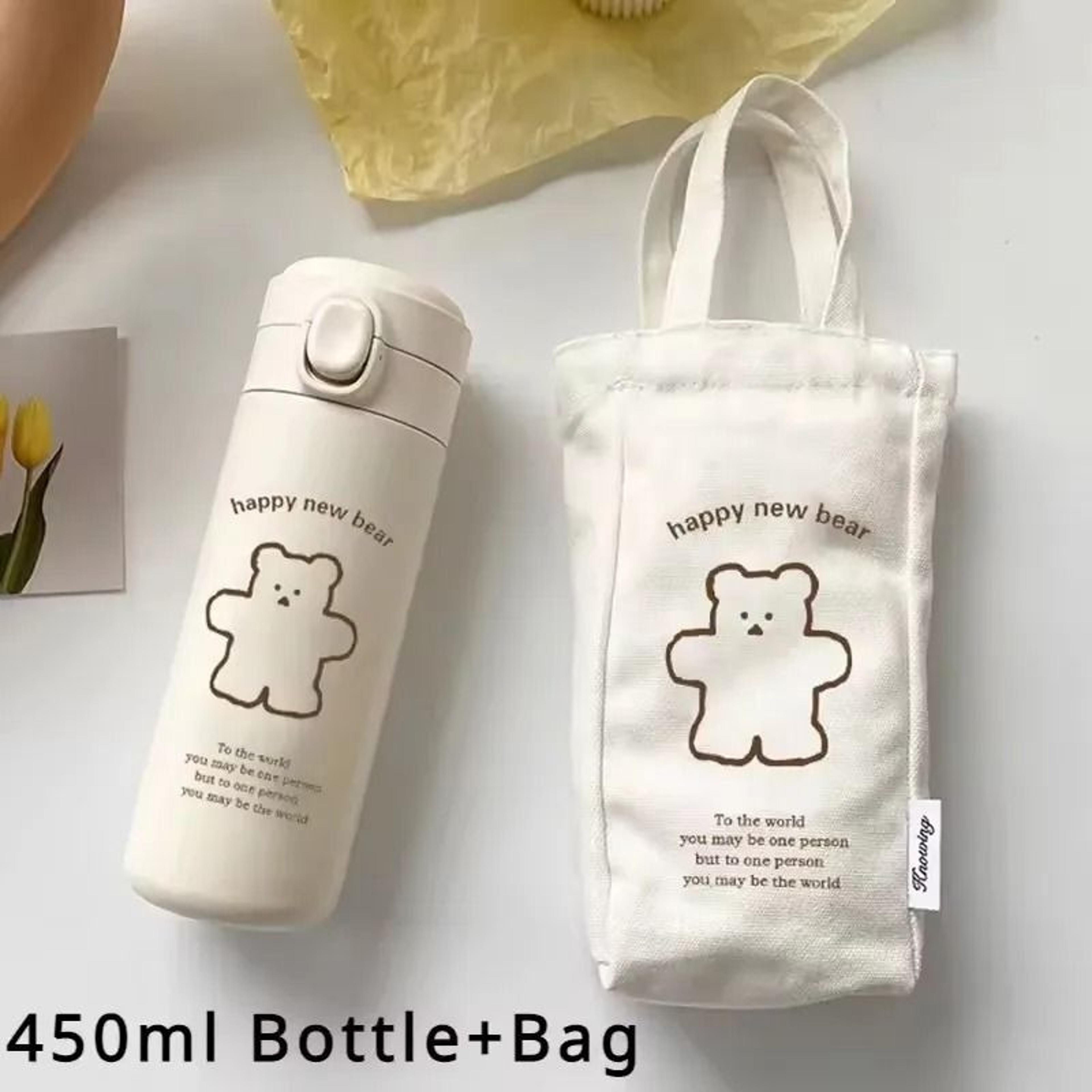 Bear Thermos Travel Cup Vacuum Insulated Portable Sports Water Bottle 450ML 4