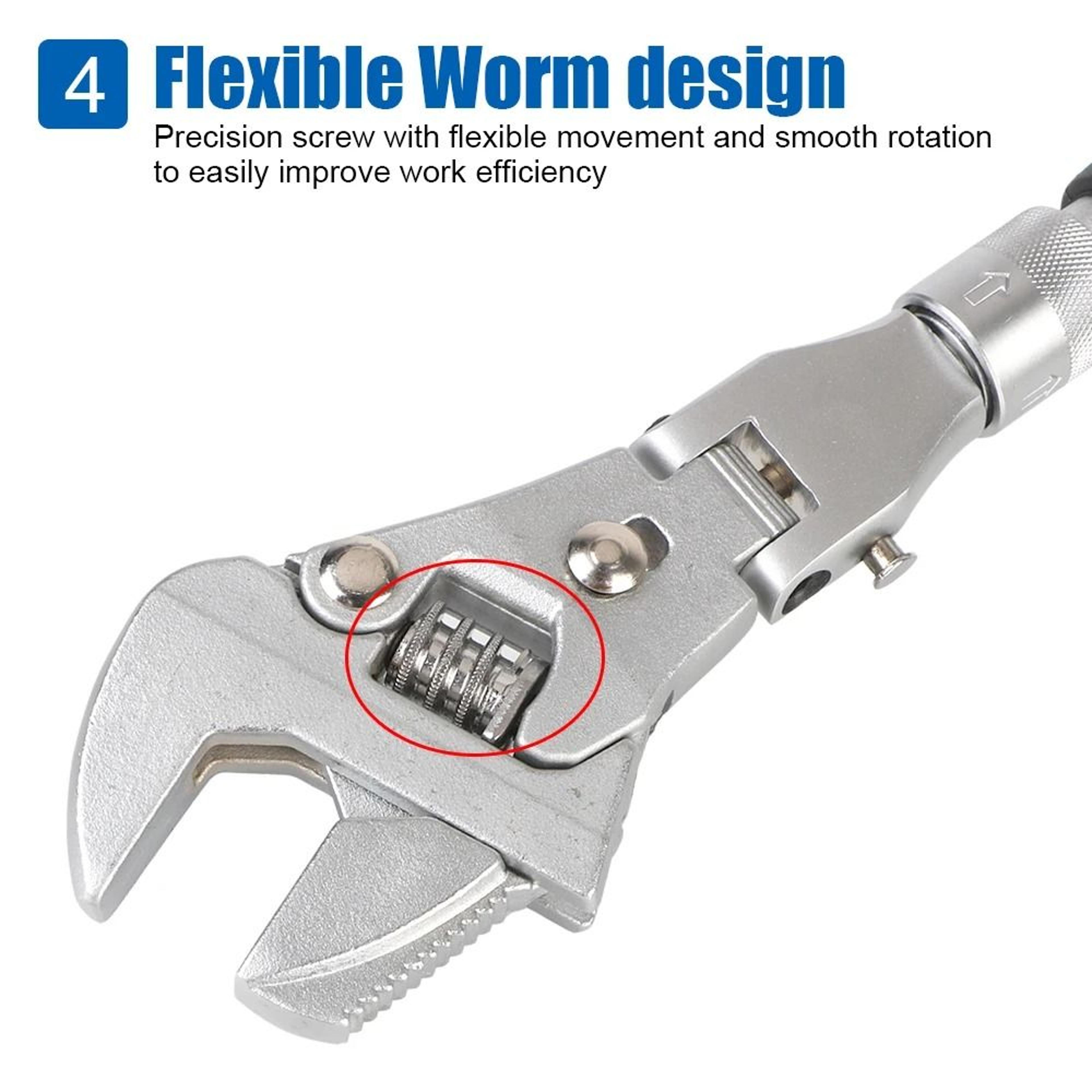 10 Inch Adjustable Torque Ratchet Wrench 5 In 1 Folding Spanner For Home And Repair Work 3