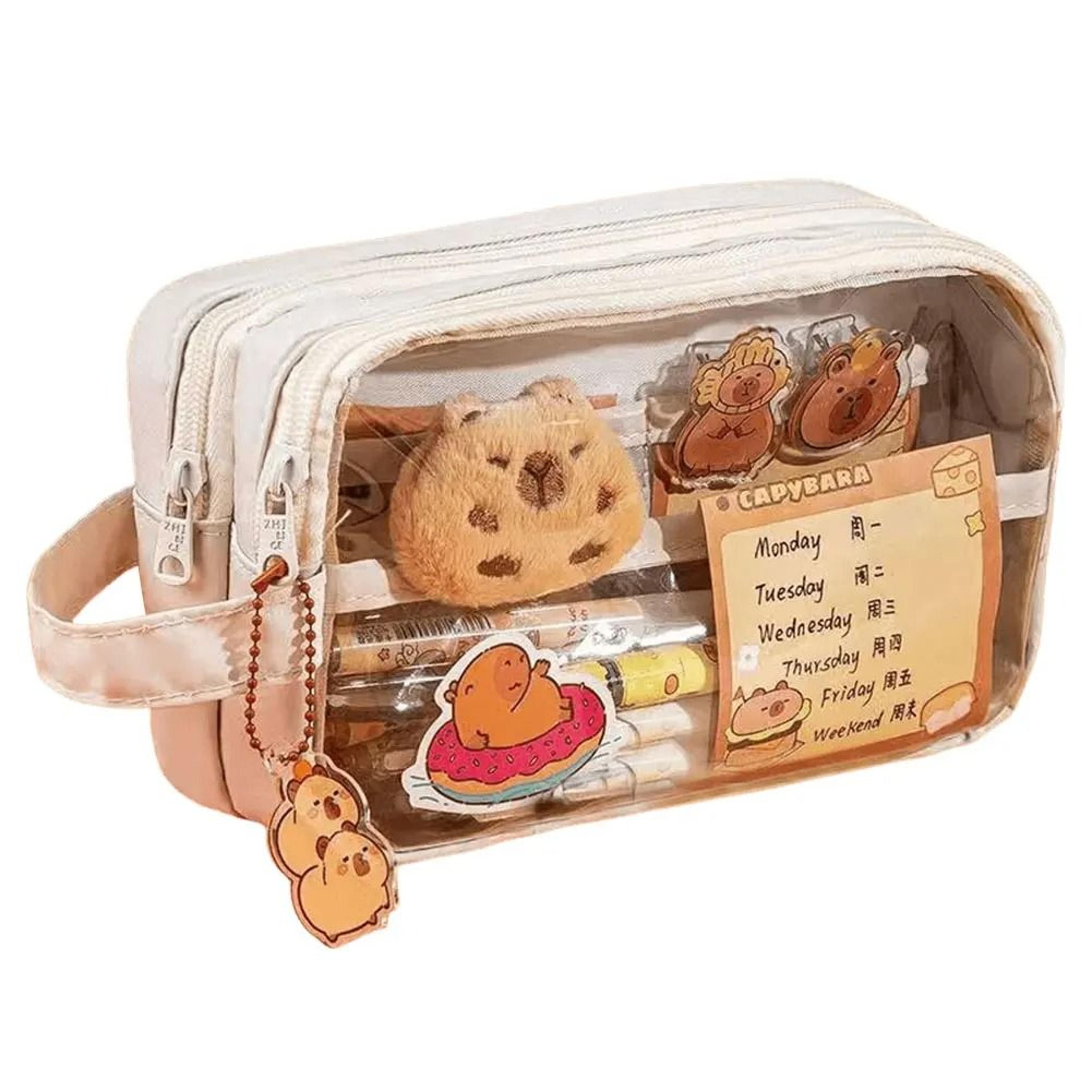 Capybara Kawaii Pencil Case With Compartments Cute Stationery Pouch 2