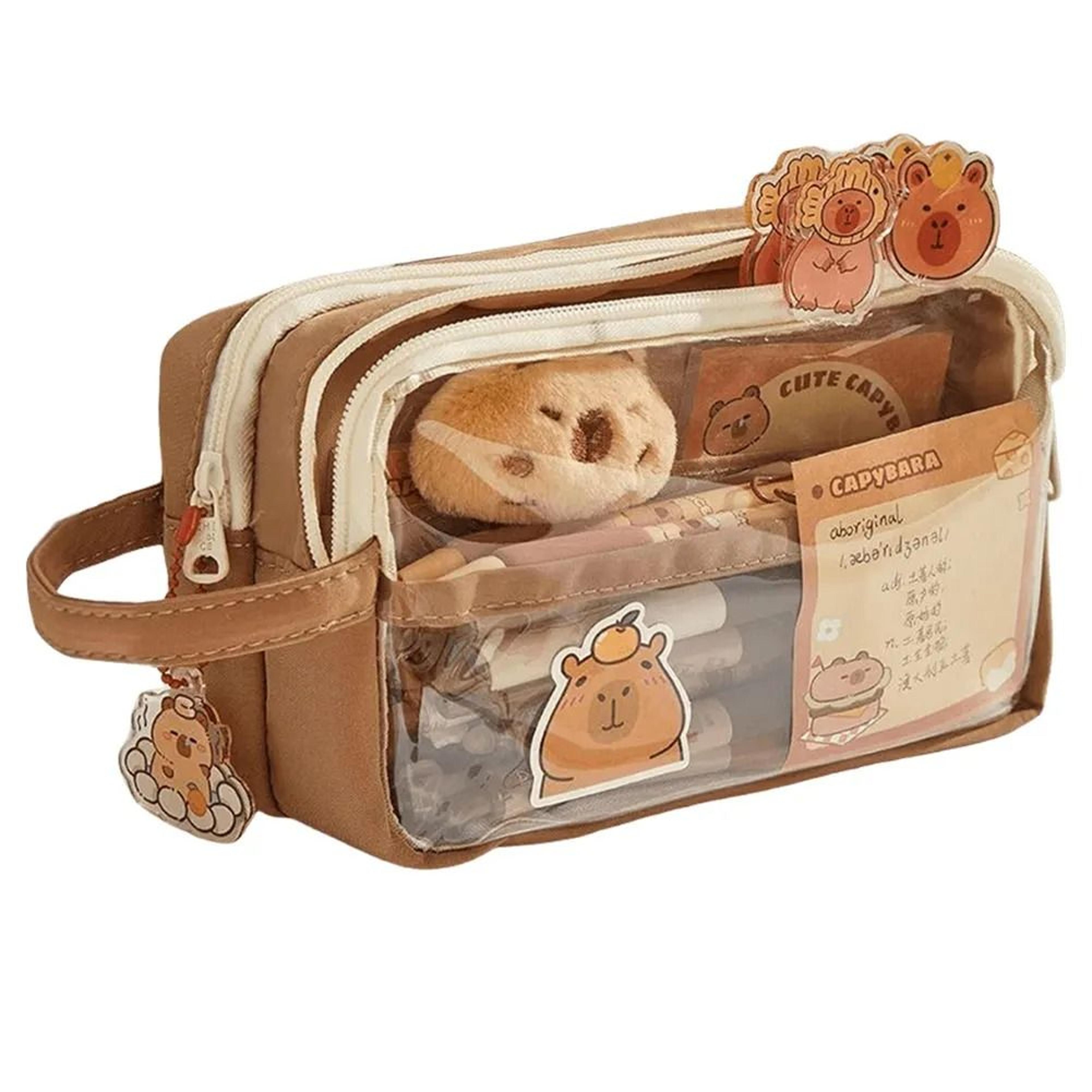 Capybara Kawaii Pencil Case With Compartments Cute Stationery Pouch 5
